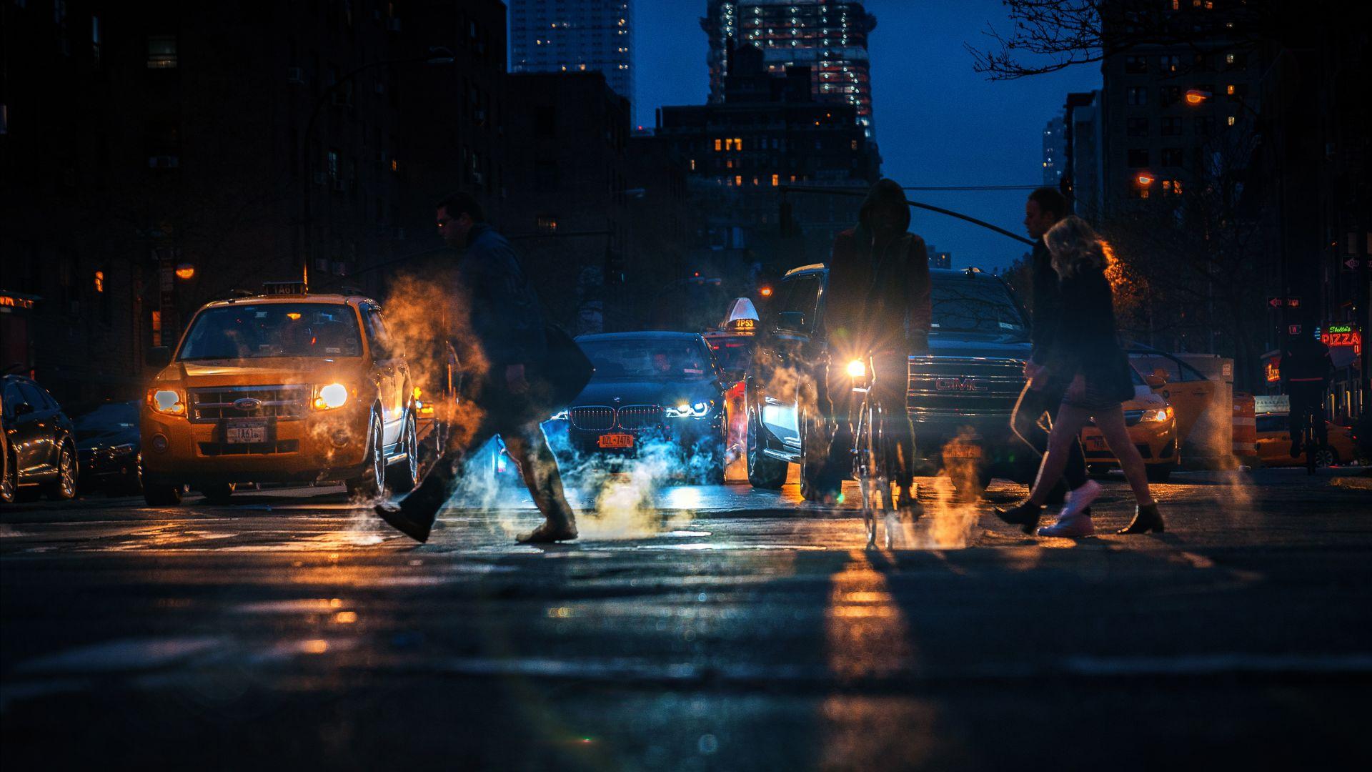 1920x1080 Wallpaper New York City, traffic, city, 4K, Architecture