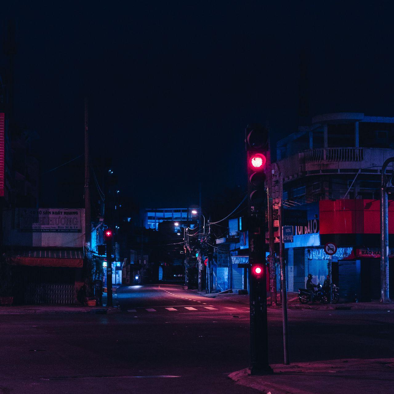 1280x1280 Download wallpaper 1280x1280 traffic light, night, road, street, city ipad, ipad ipad mini for parallax HD background