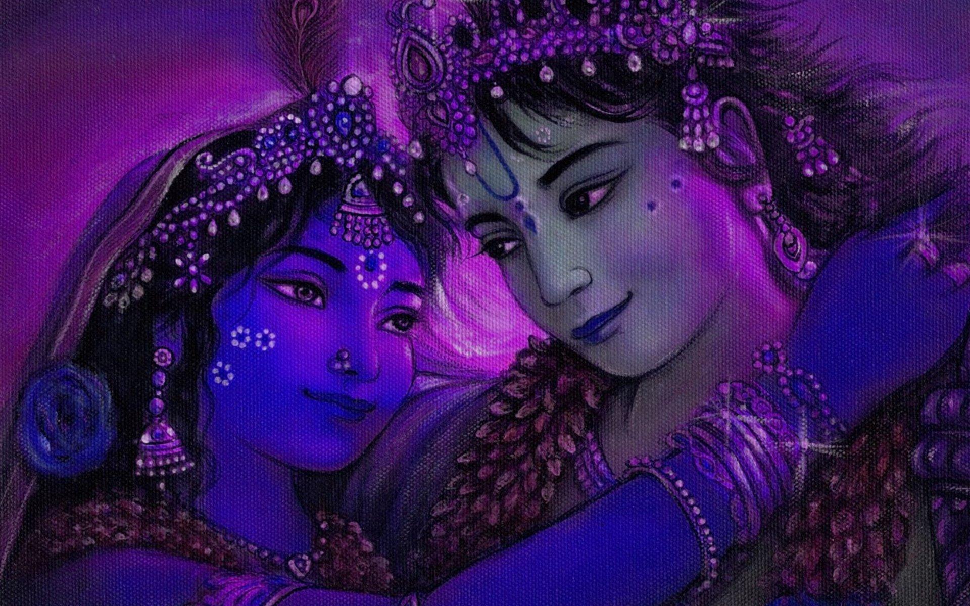 1920x1200 Painting Of Radha Krishna Wallpaper