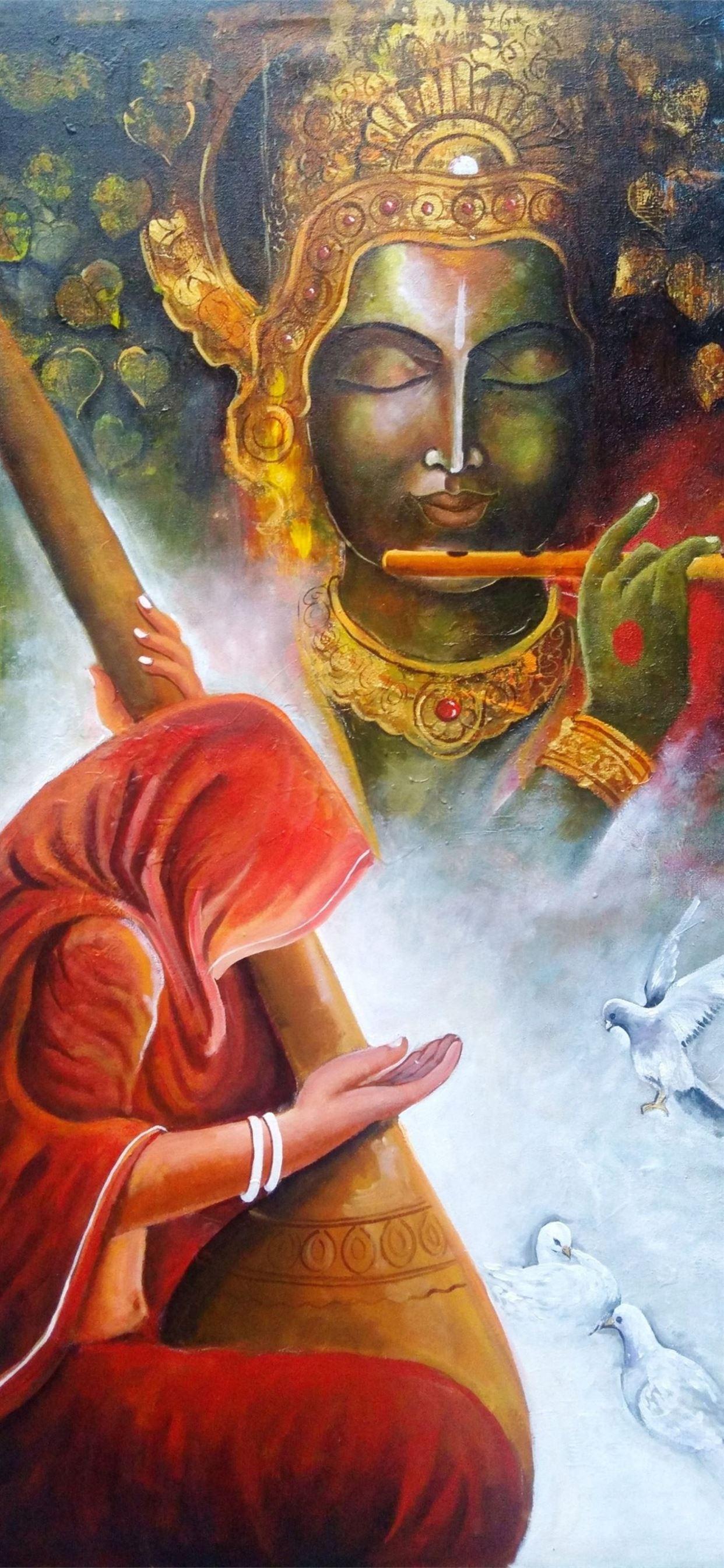 1242x2688 Painting Krishna God Image top iPhone Wallpaper Free Download