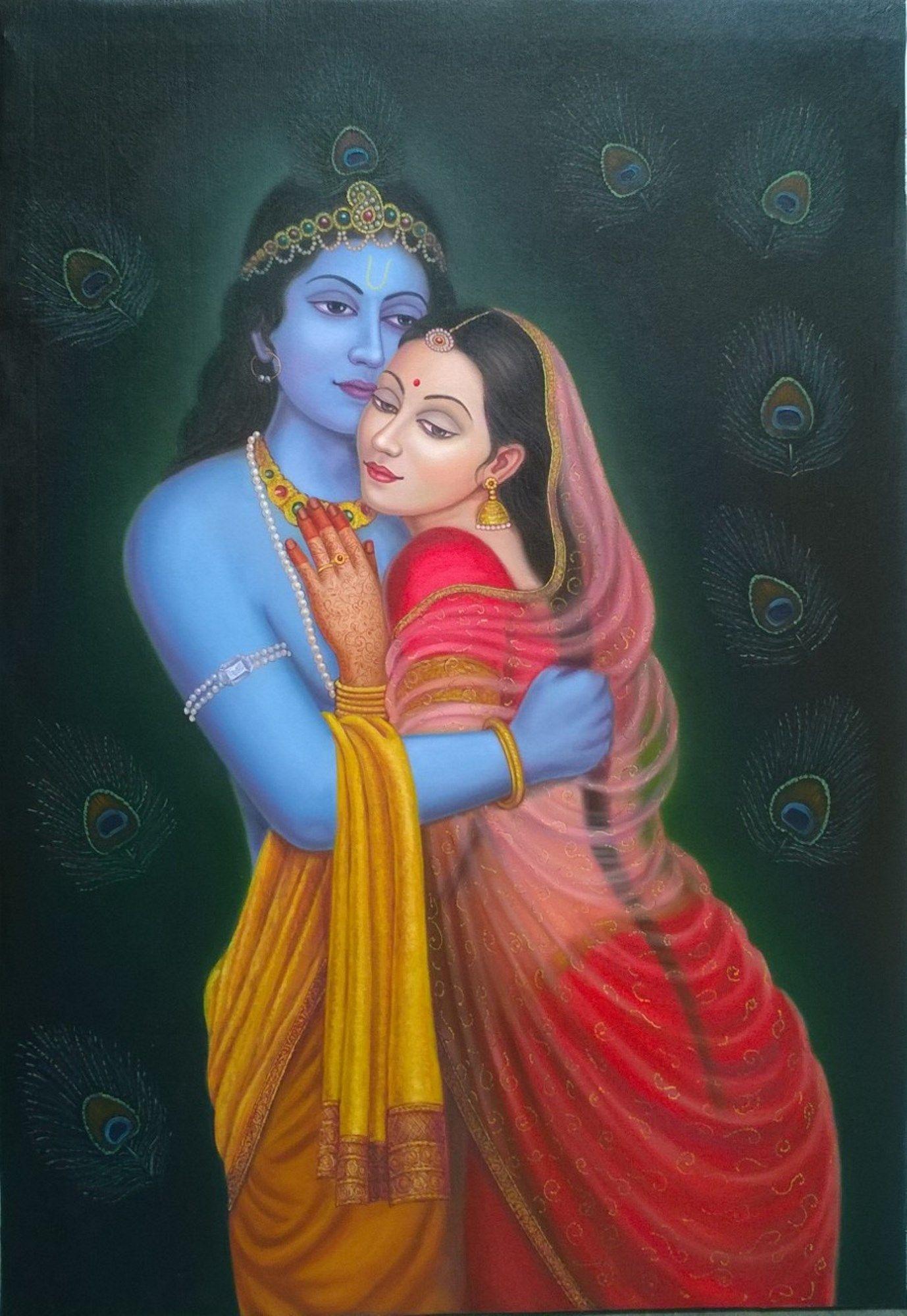 1378x2000 Radha Krishna HD. Painting Wallpaper Download