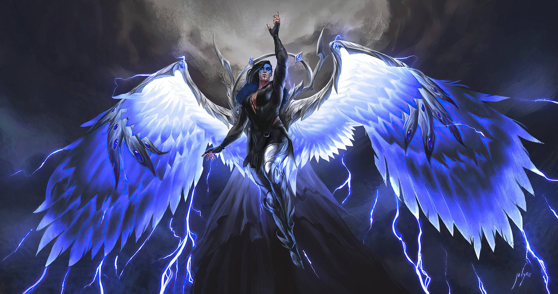 1920x1013 Download Angel Girl With Blue Wings Wallpaper