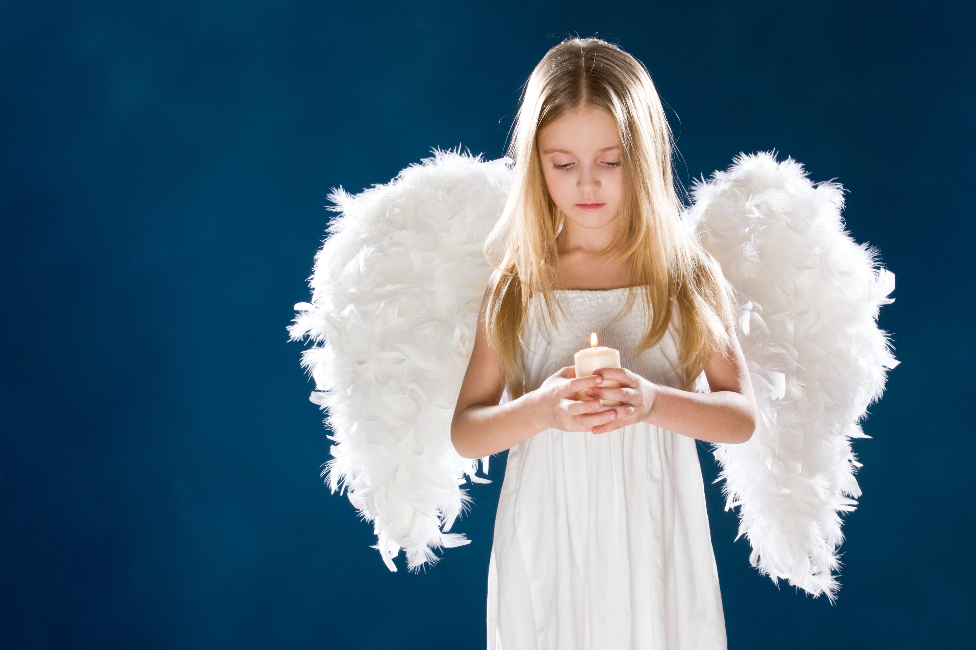 3981x2653 Angel wings Wallpaper 4K, Sad girl, Fairy, Holding candle