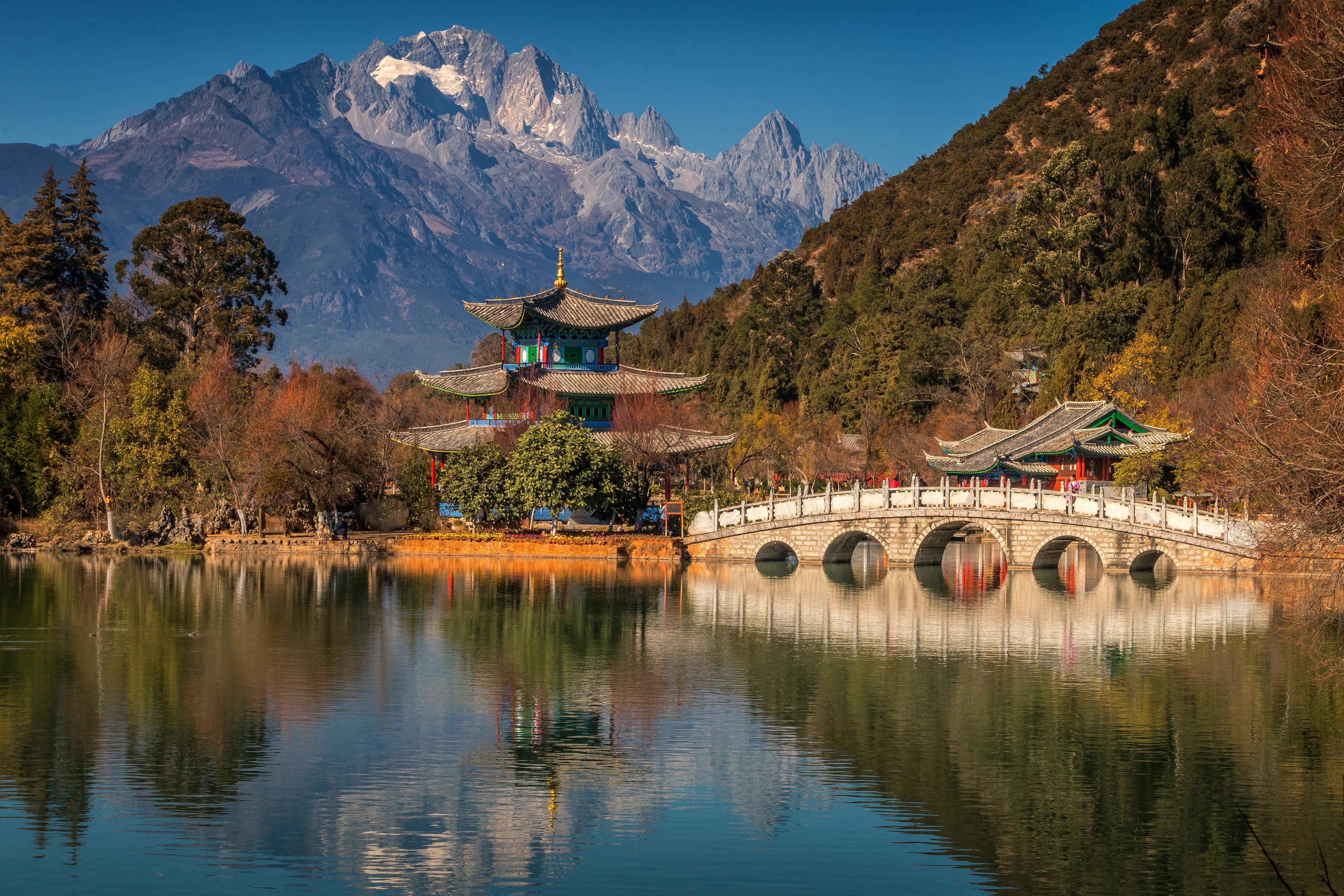 4800x3200 4K, Yunnan Province, China, Mountains, Rivers, Pagodas, Bridges Gallery HD Wallpaper