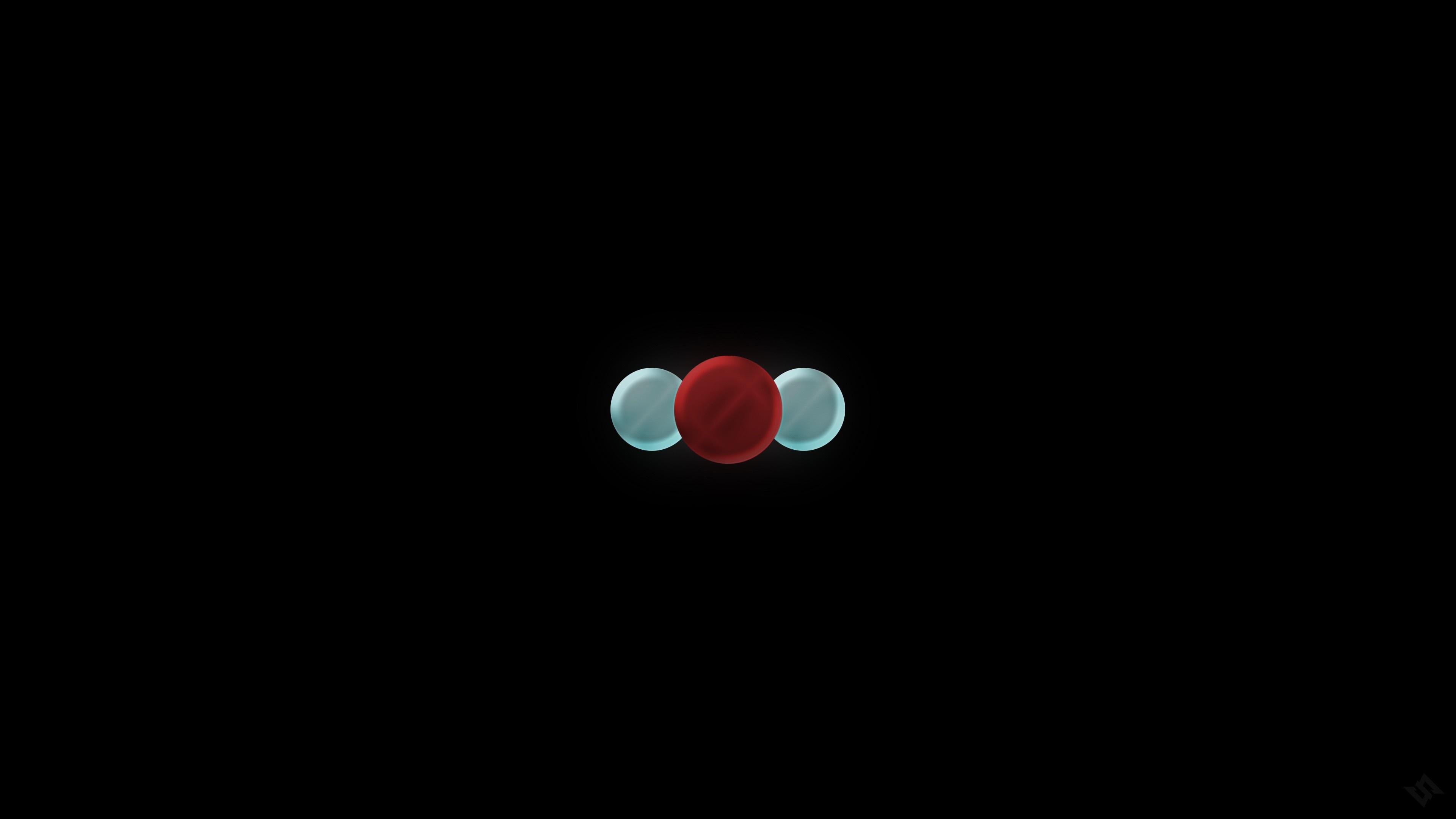 3840x2160 black, dark, minimalism, red, circle, turquoise, vintage, gloss, amoled, screenshot, computer Gallery HD Wallpaper