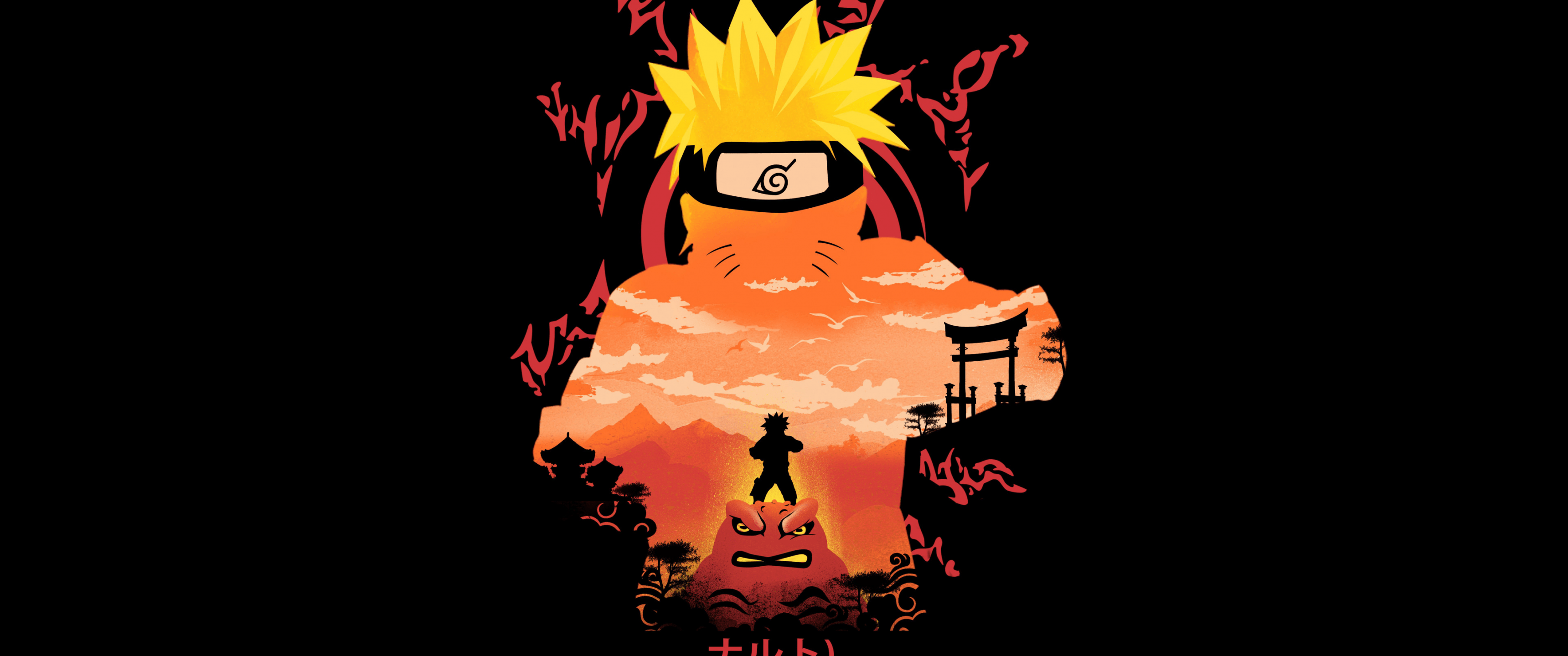 3440x1440 Naruto Wallpaper 4K, Digital Art, Black background