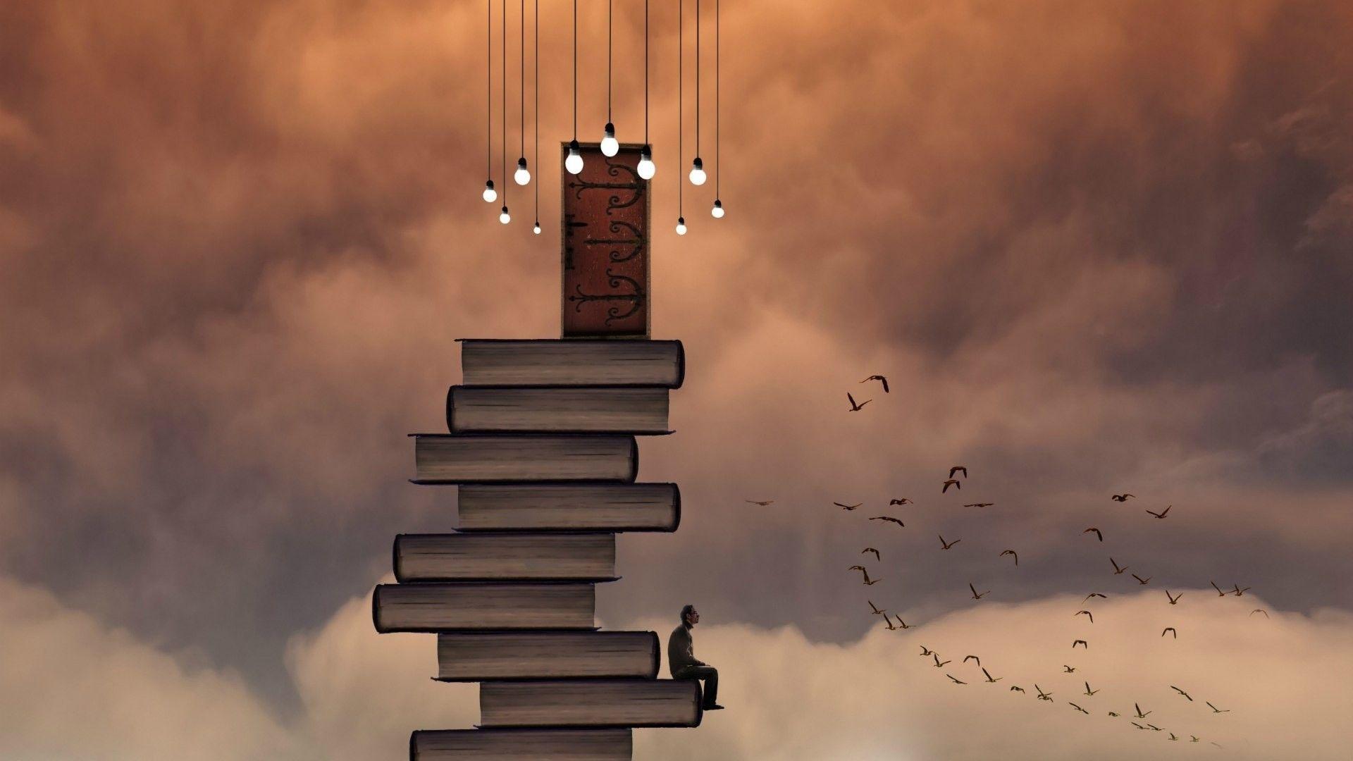 1920x1080 Books Are A Different World Creative HD Wallpaper