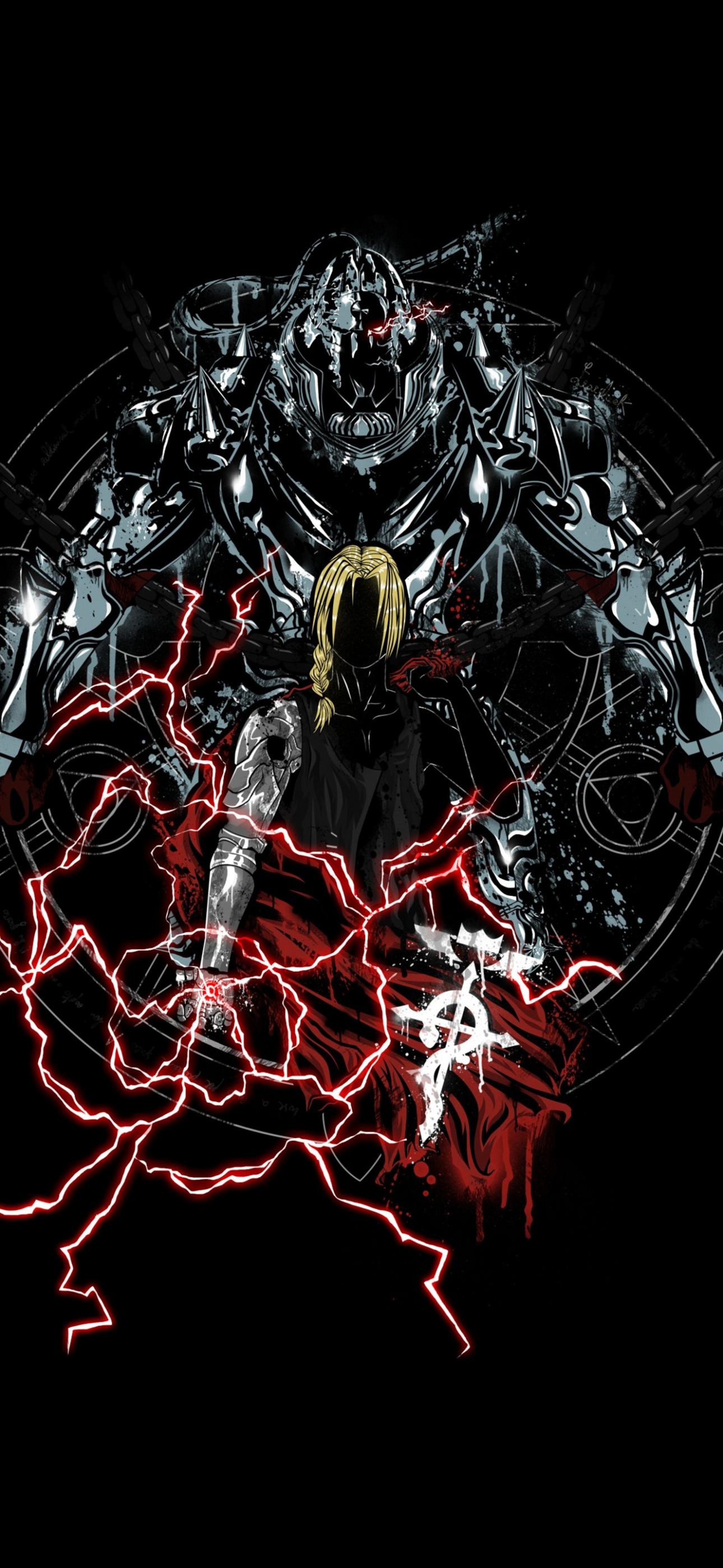 1290x2796 Fullmetal Alchemist Wallpaper 4K, Edward Elric, Black Dark
