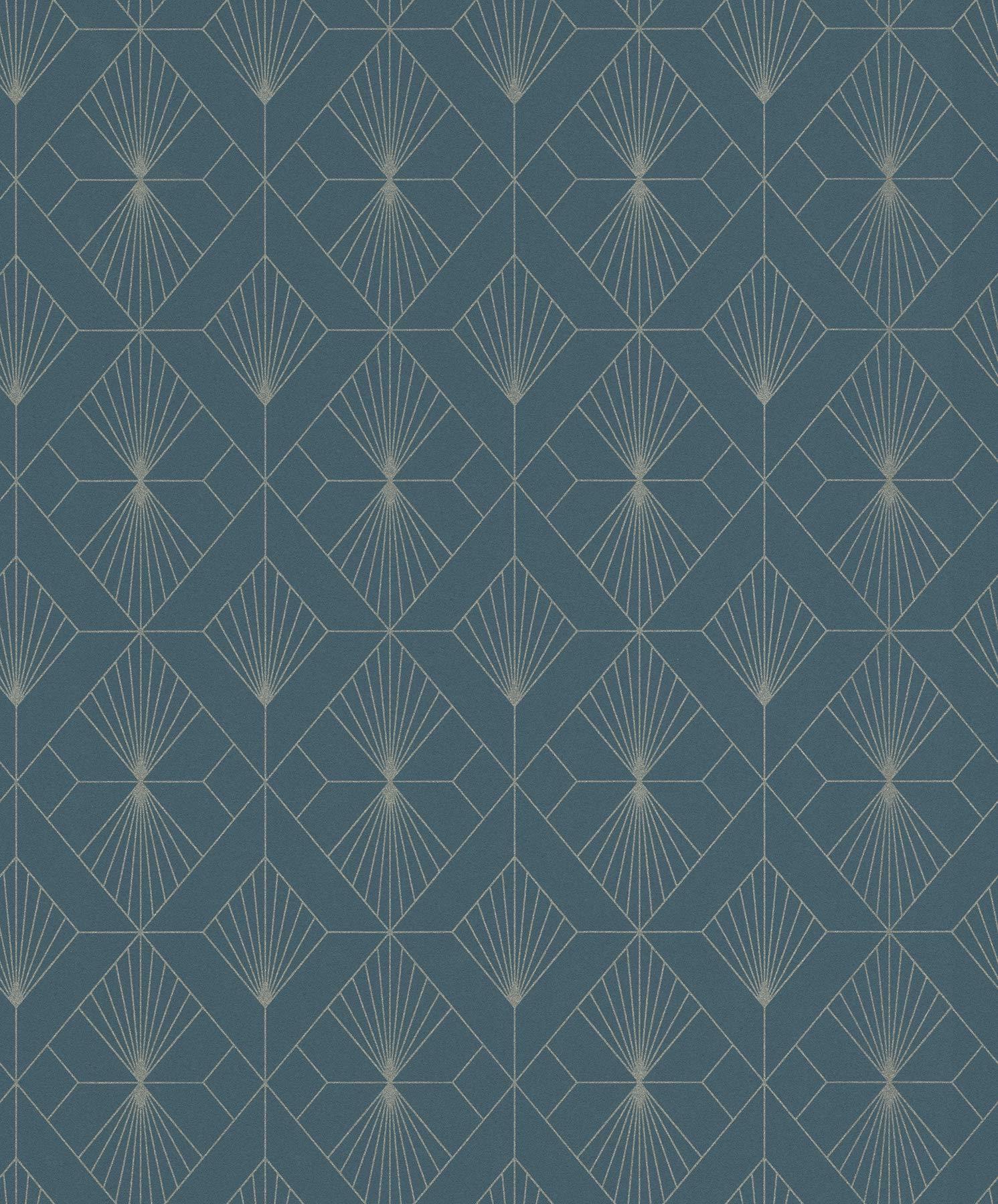 1491x1800 Rasch Henri Dark Green Geometric Wallpaper