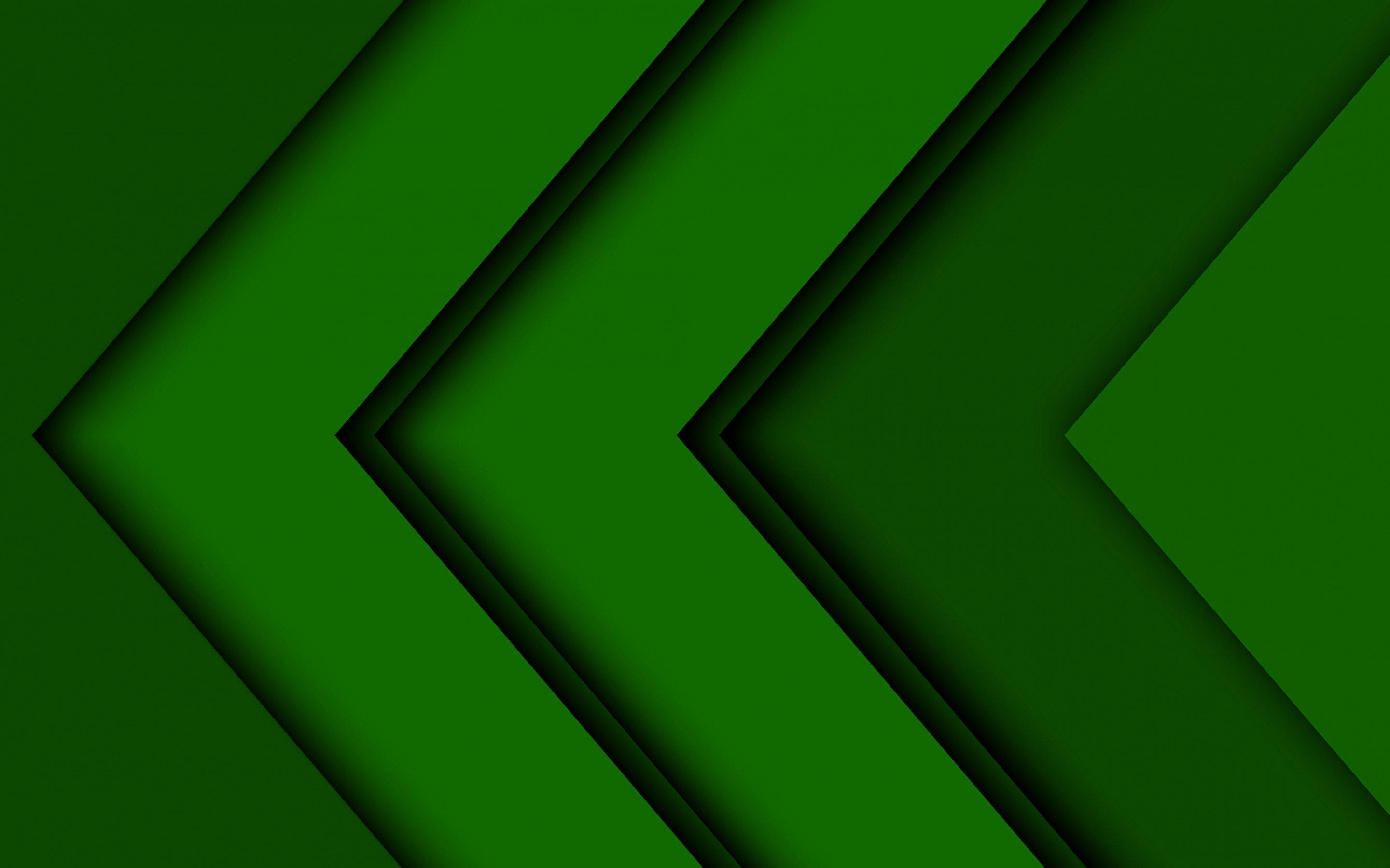 2880x1800 Download wallpaper green arrows, artwork, creative, abstract arrows, green material design, geometric shapes, arrows, geometry, green background, dark arrows for desktop with resolution 2880x1800. High Quality HD picture wallpaper