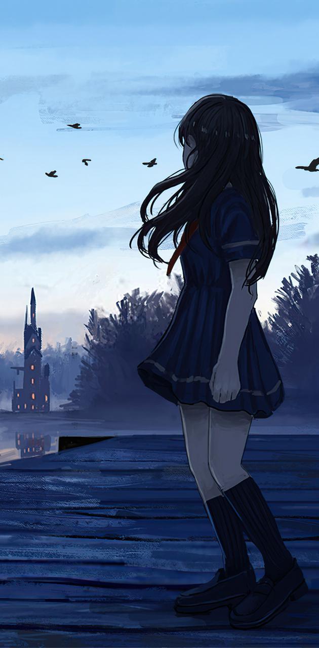630x1280 Anime Girl Standing wallpaper