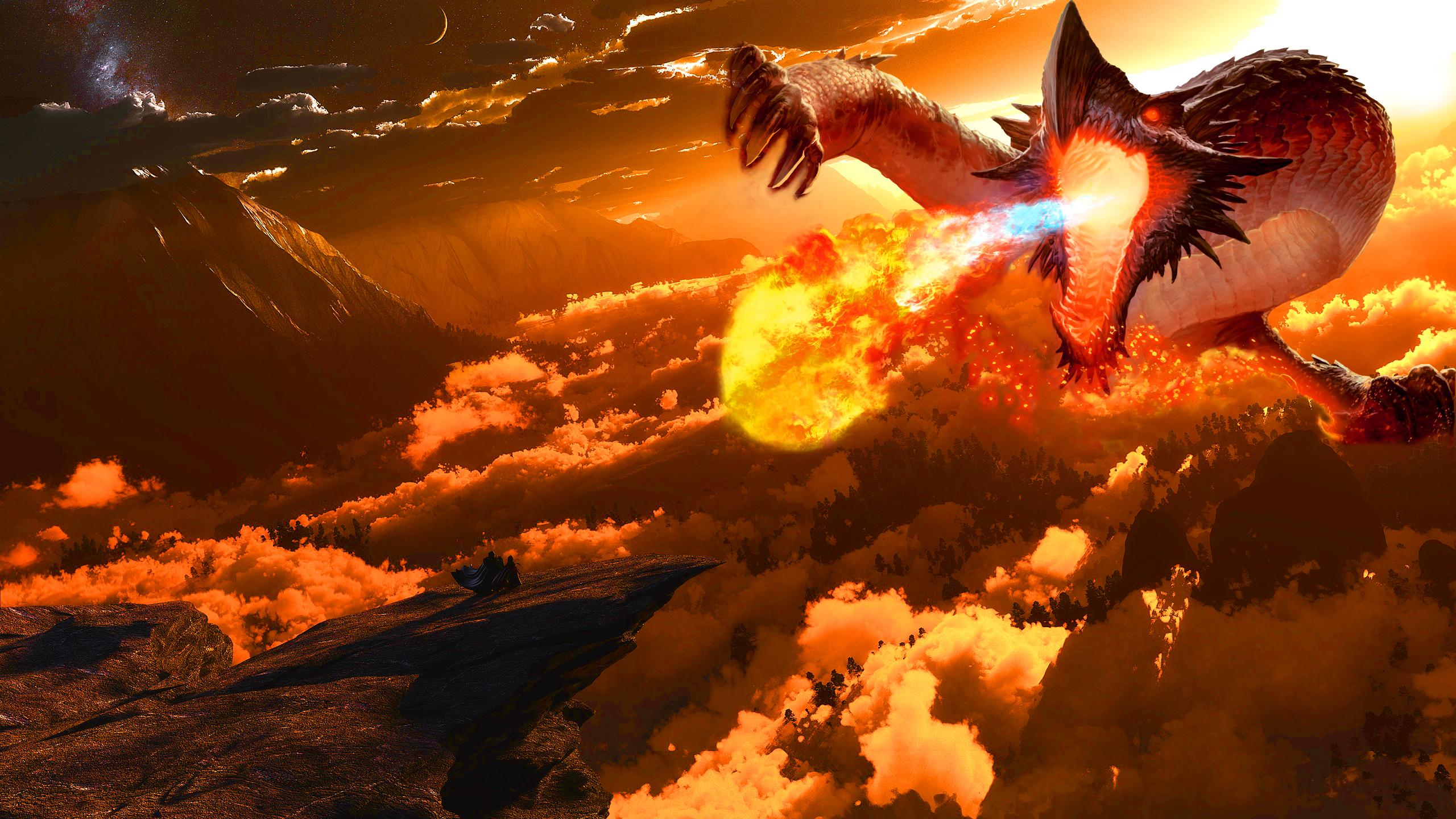 2560x1440 Fire and Dragon