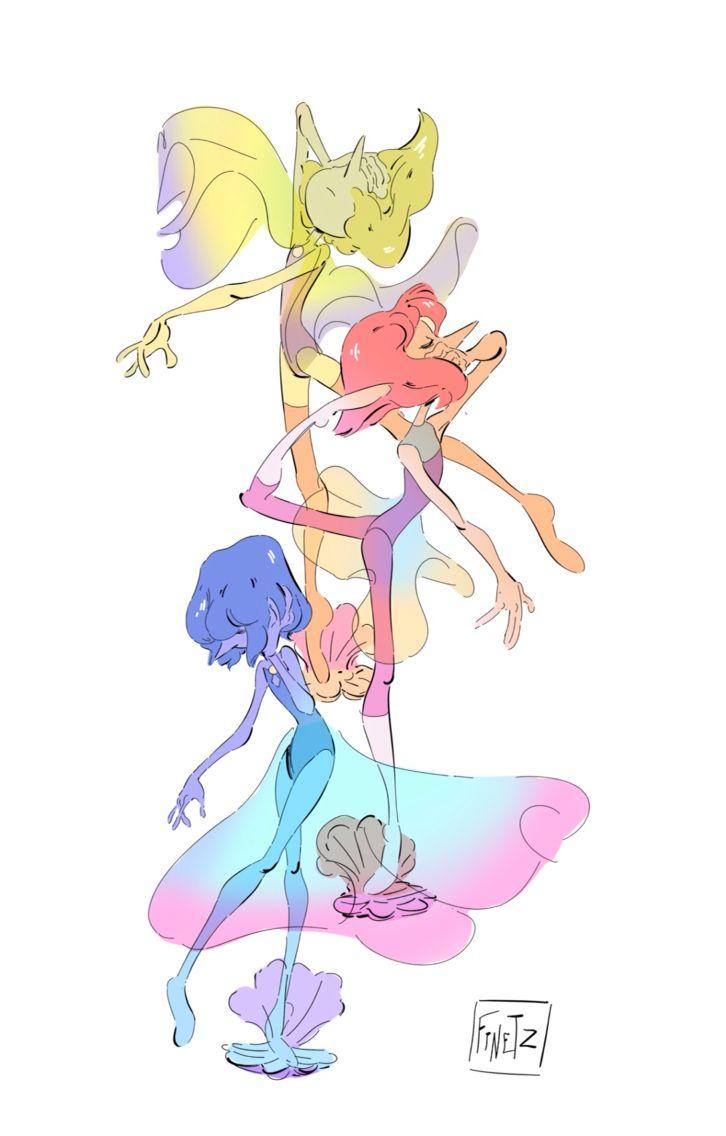 726x1136 Pearls. Steven Universe. Blue, Yellow & White Pearl. Steven