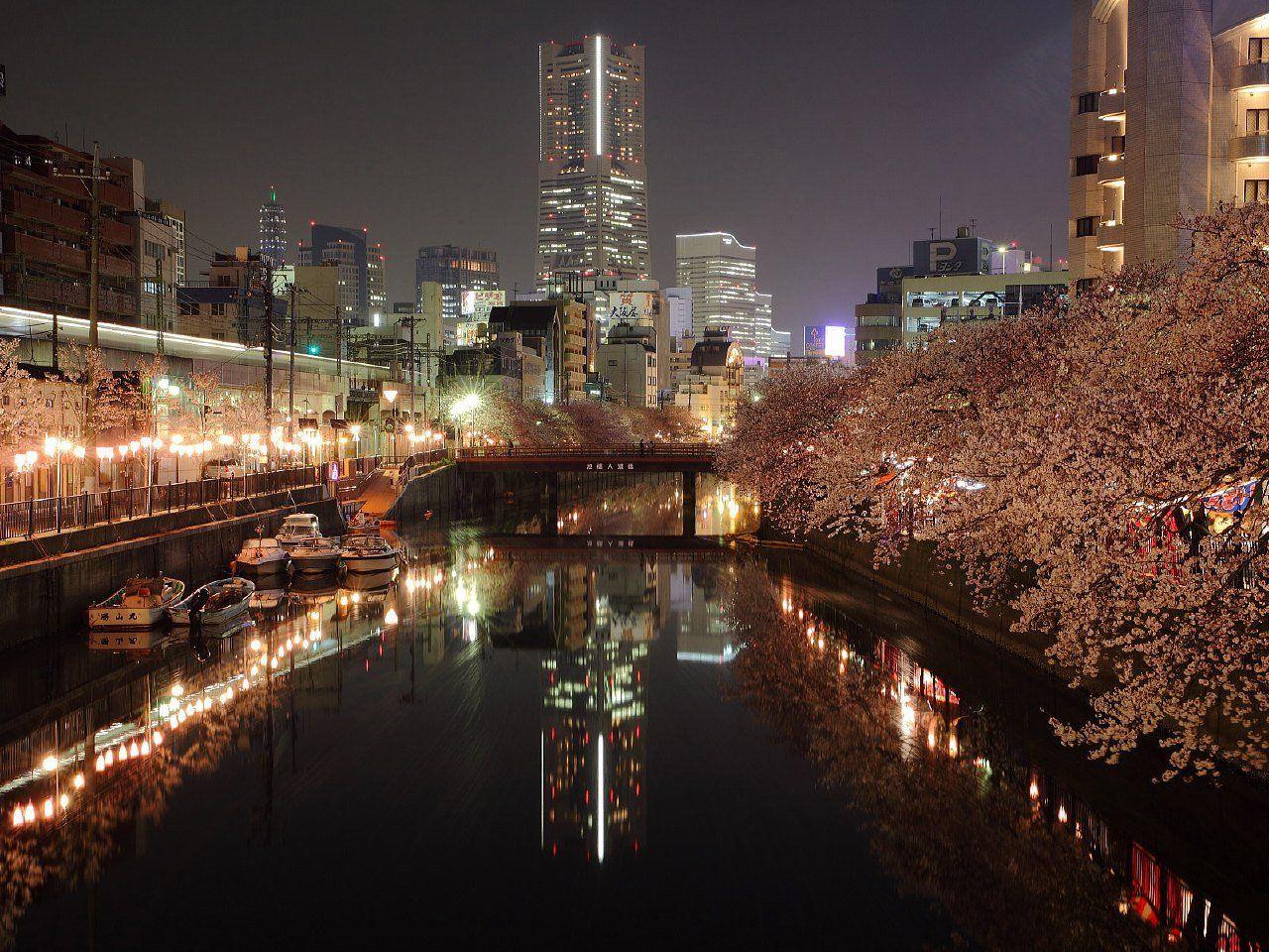 1280x960 Japan Night Skyscraper Yokohama