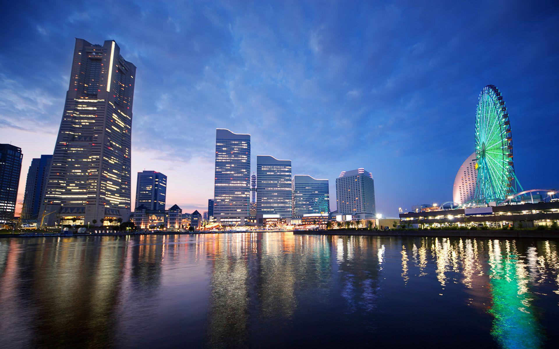 1920x1200 Sunset in Yokohama Japan Wallpaper