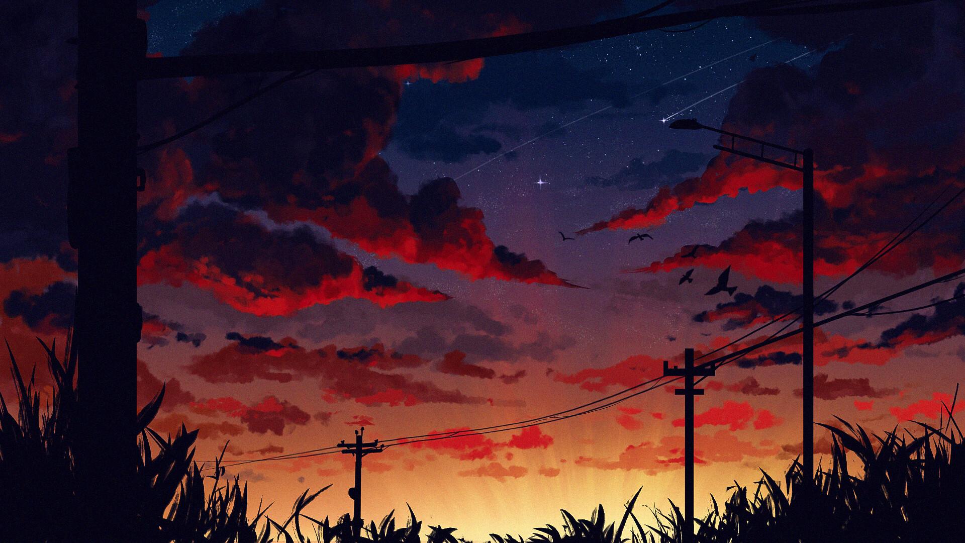 1920x1080 Gavryl Stars Digital Art Street Light Wallpaper:1920x1080
