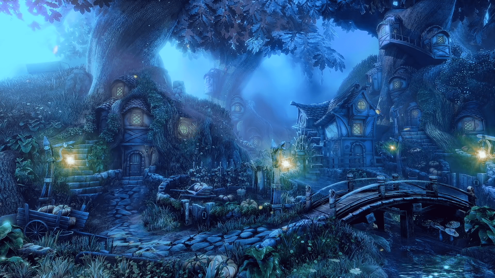 1920x1080 fantasy art, night, artwork, village, Gallery HD Wallpaper