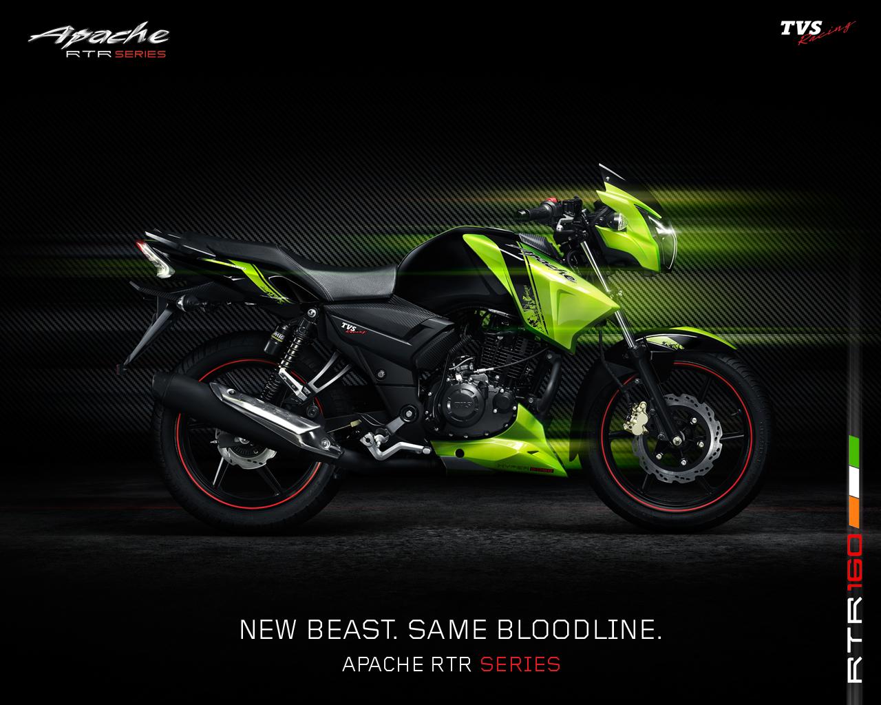 1280x1024 TVS Apache Hyper Edge RTR 160 Side View 'Black Green'