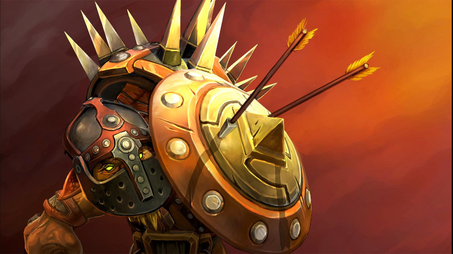 1920x1080 Image DOTA 2 Bristleback Shield Helmet Warriors Fantasy 1920x1080