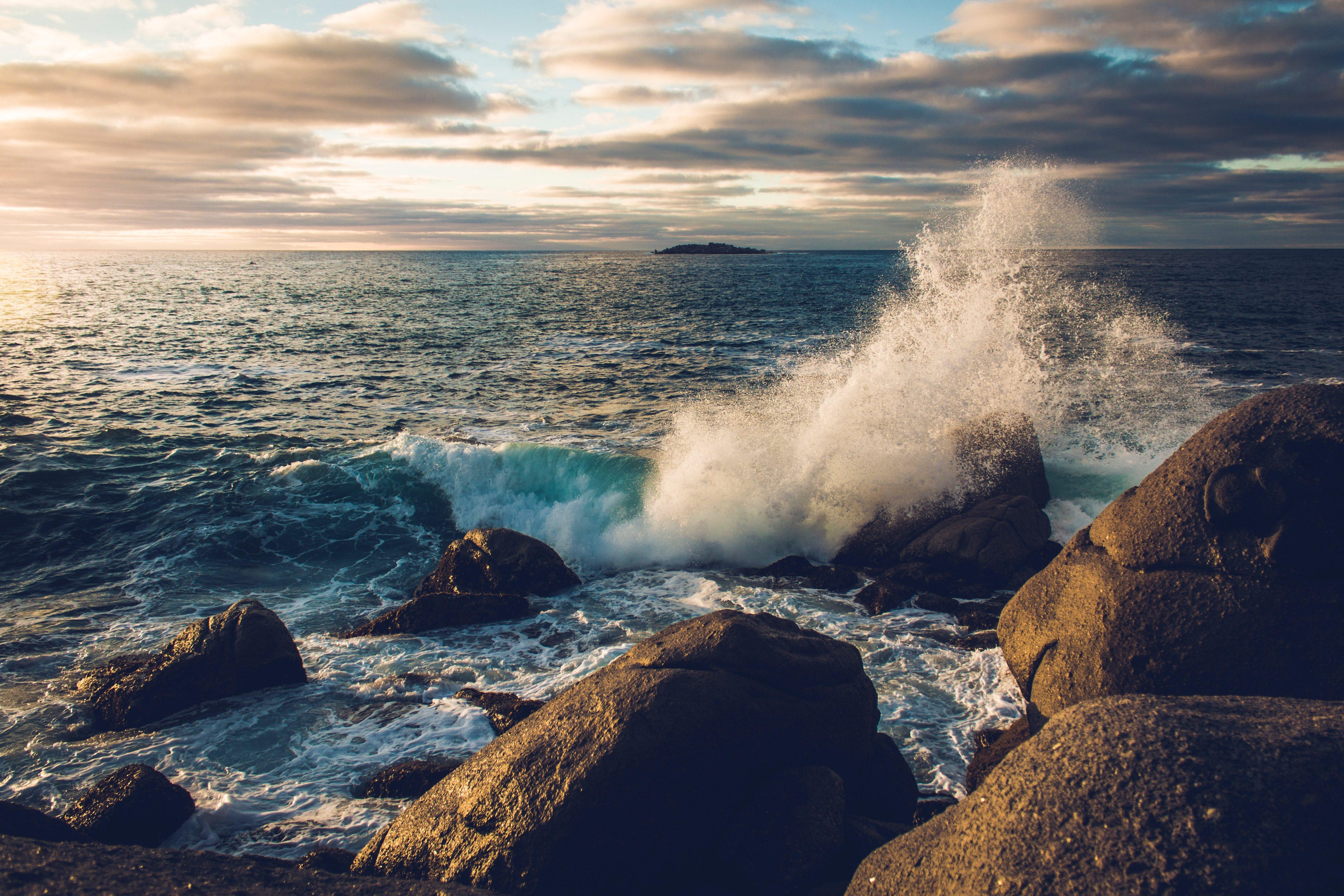4988x3325 Rock, Sea, Wave And Water iPhone Wallpaper