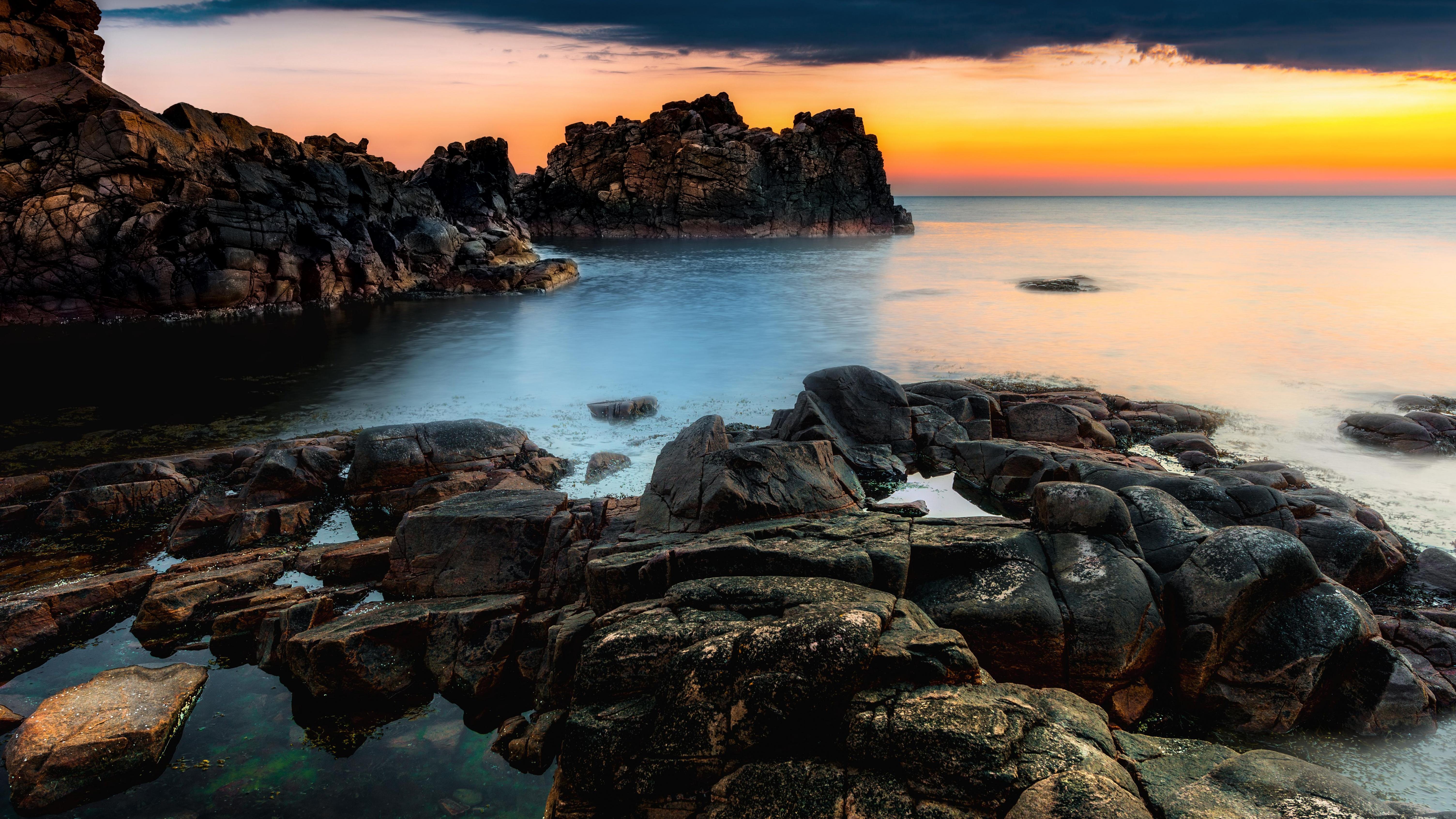 6016x3384 Rocky coast Wallpaper 4K, Rock formations, Nature
