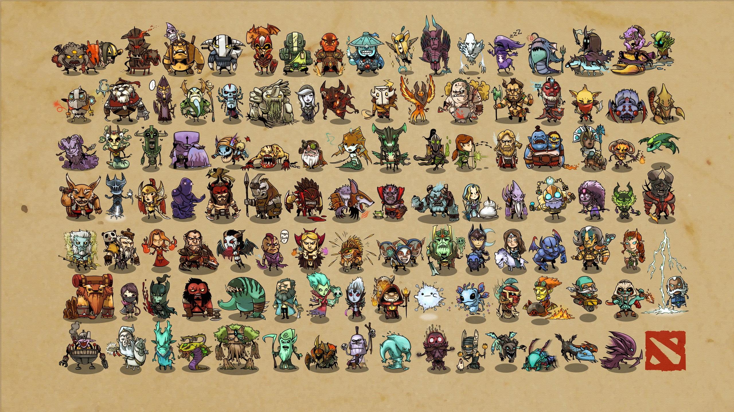 2560x1440 Wallpaper / Slardar, fashion, Timbersaw, heroes Dota Sand King, Lifestealer, Omniknight, variation, toy, indoors, dota, Bristleback, representation, symbol, Magnus free download