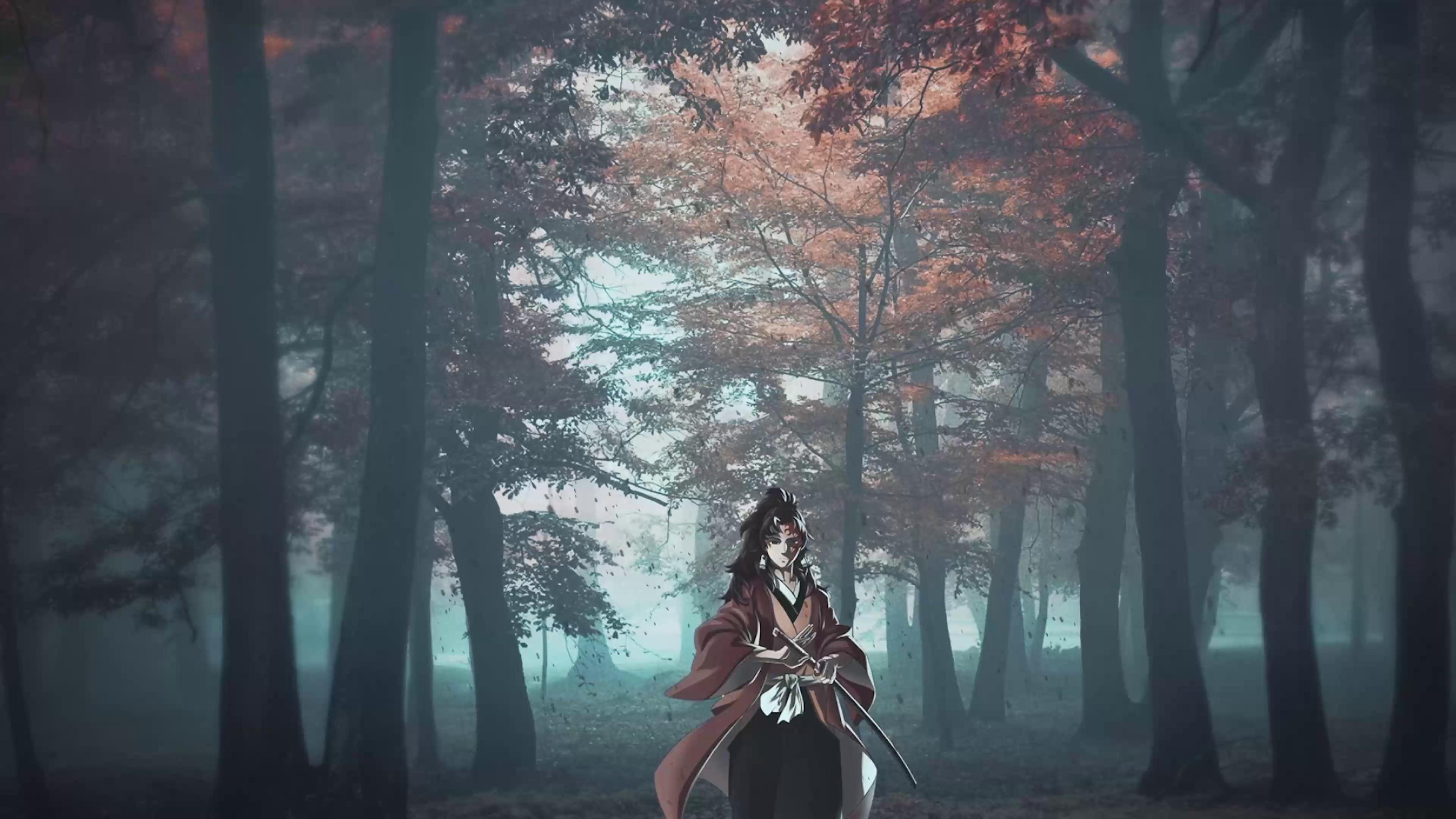 3840x2160 Yoriichi In Forest (Demon Slayer) Live Wallpaper