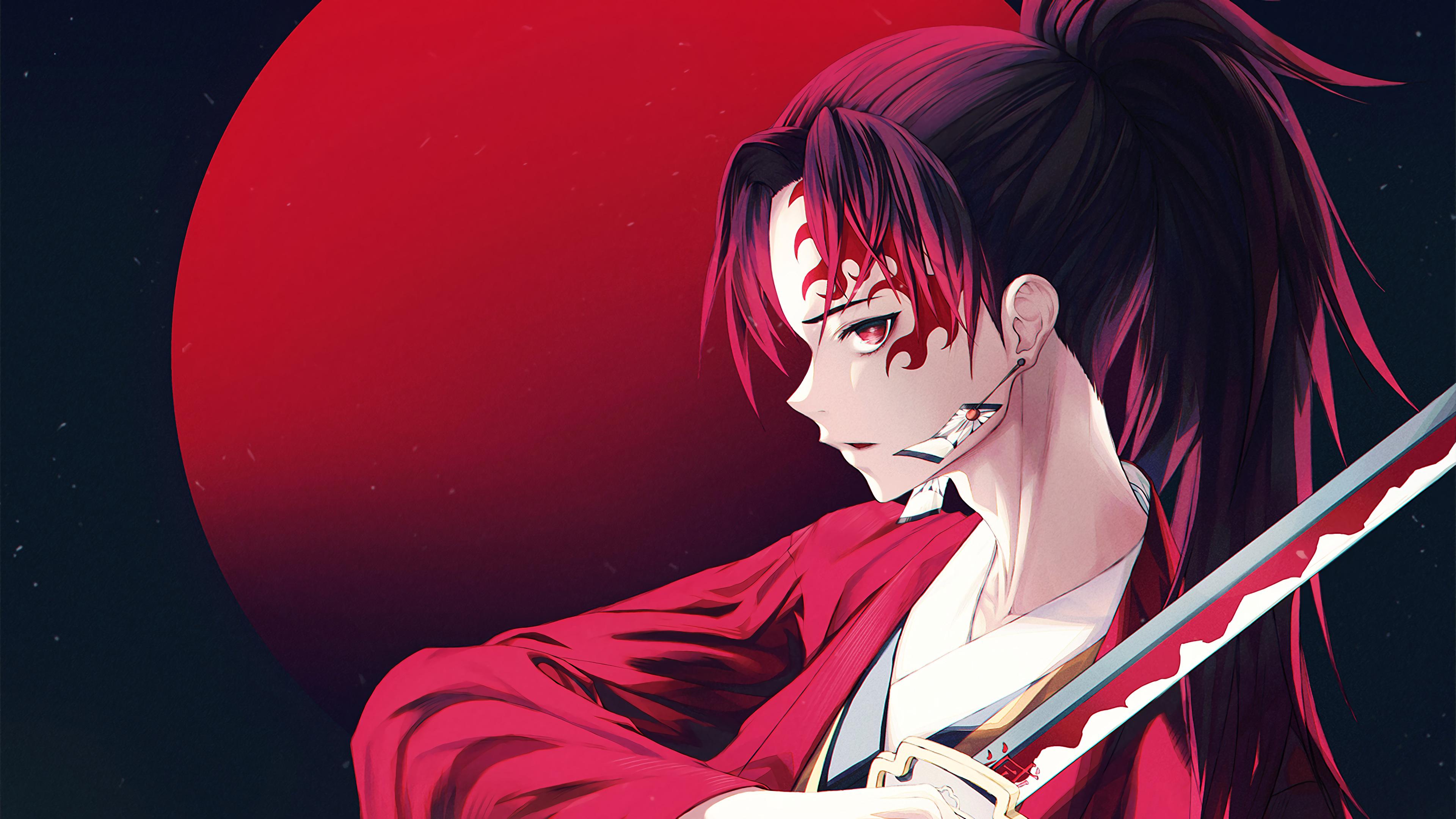 3840x2160 Yoriichi Tsugikuni, Katana, Samurai, Kimetsu no Yaiba, 4K Gallery HD Wallpaper