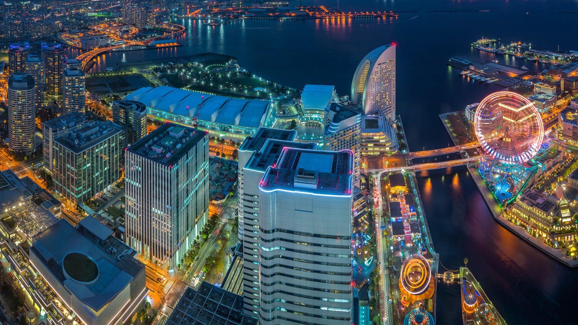 1920x1080 Download Wallpaper 1920x1080 Japan, Yokohama, Tokyo Bay, skyscrapers