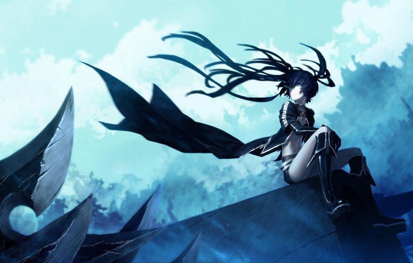 1332x850 Wallpaper girl, anime, art, Black Rock Shooter, Insane black rock