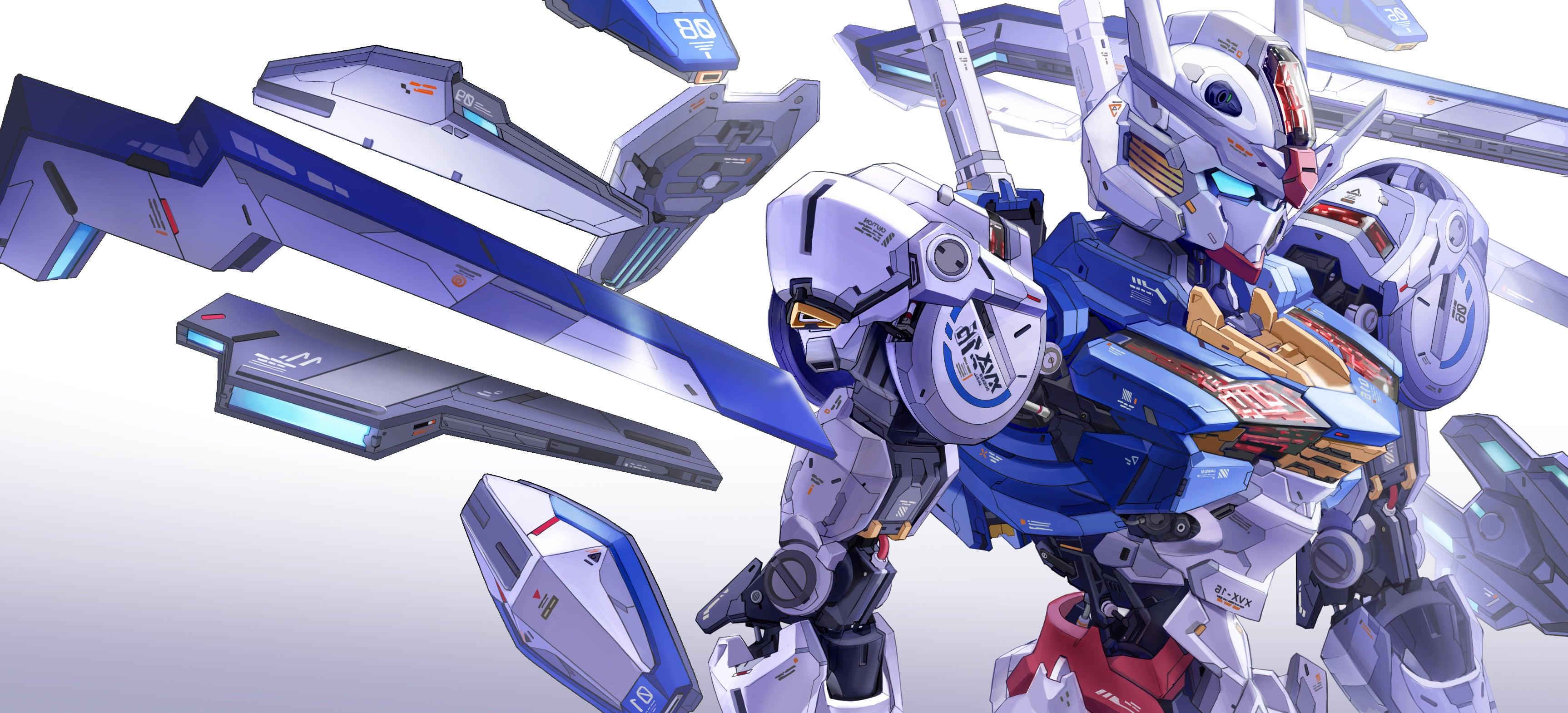 3452x1570 Wings of the Valkyrie, Gundam Aerial (By @yumesan_yume)