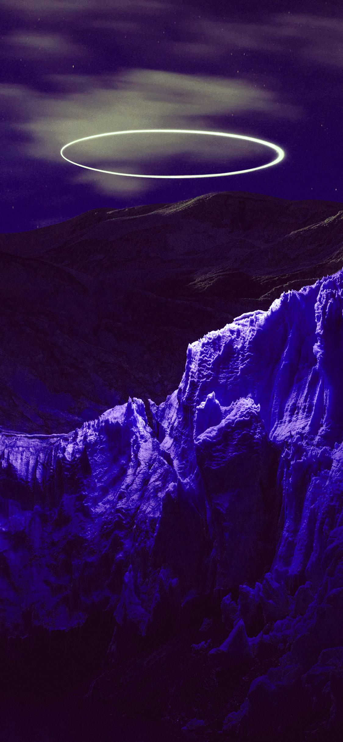 1125x2436 dead mountain cold art blue purple