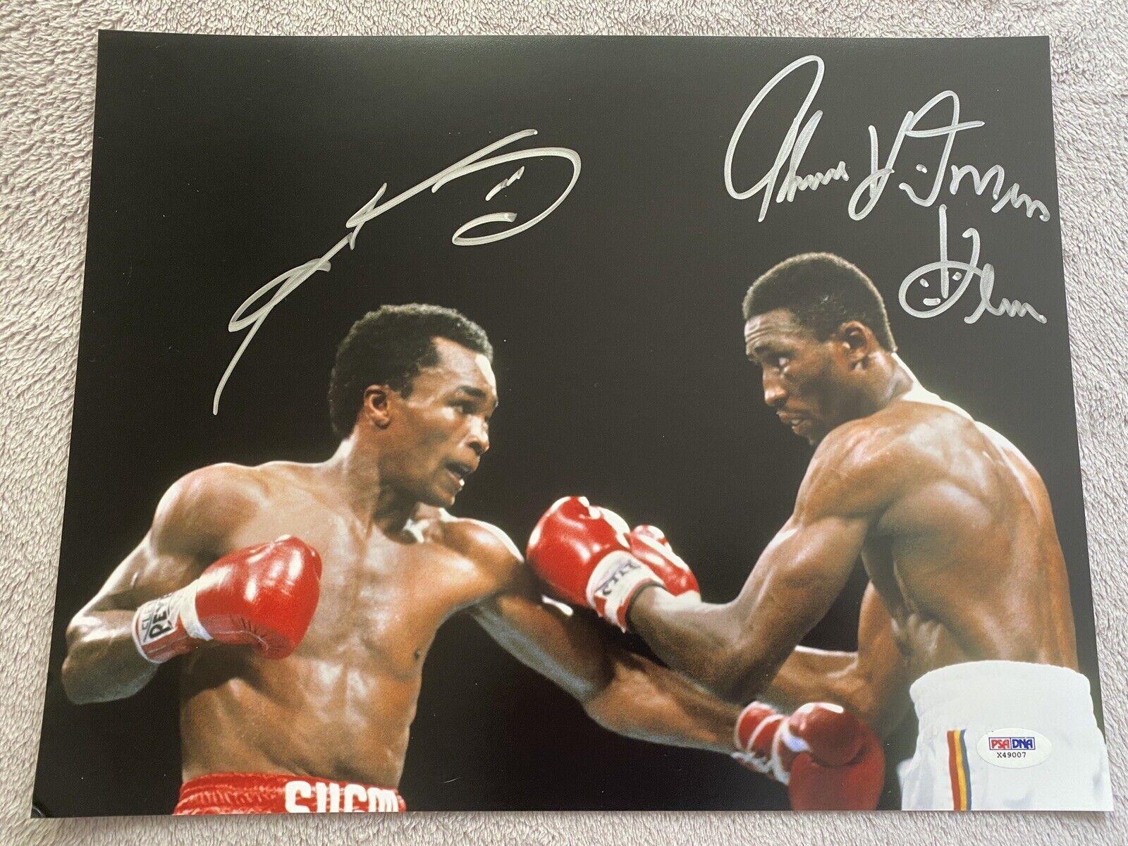 1600x1200 Sugar Ray Leonard Thomas Hearns Autographed Signed 11x14 Photo PSA DNA COA