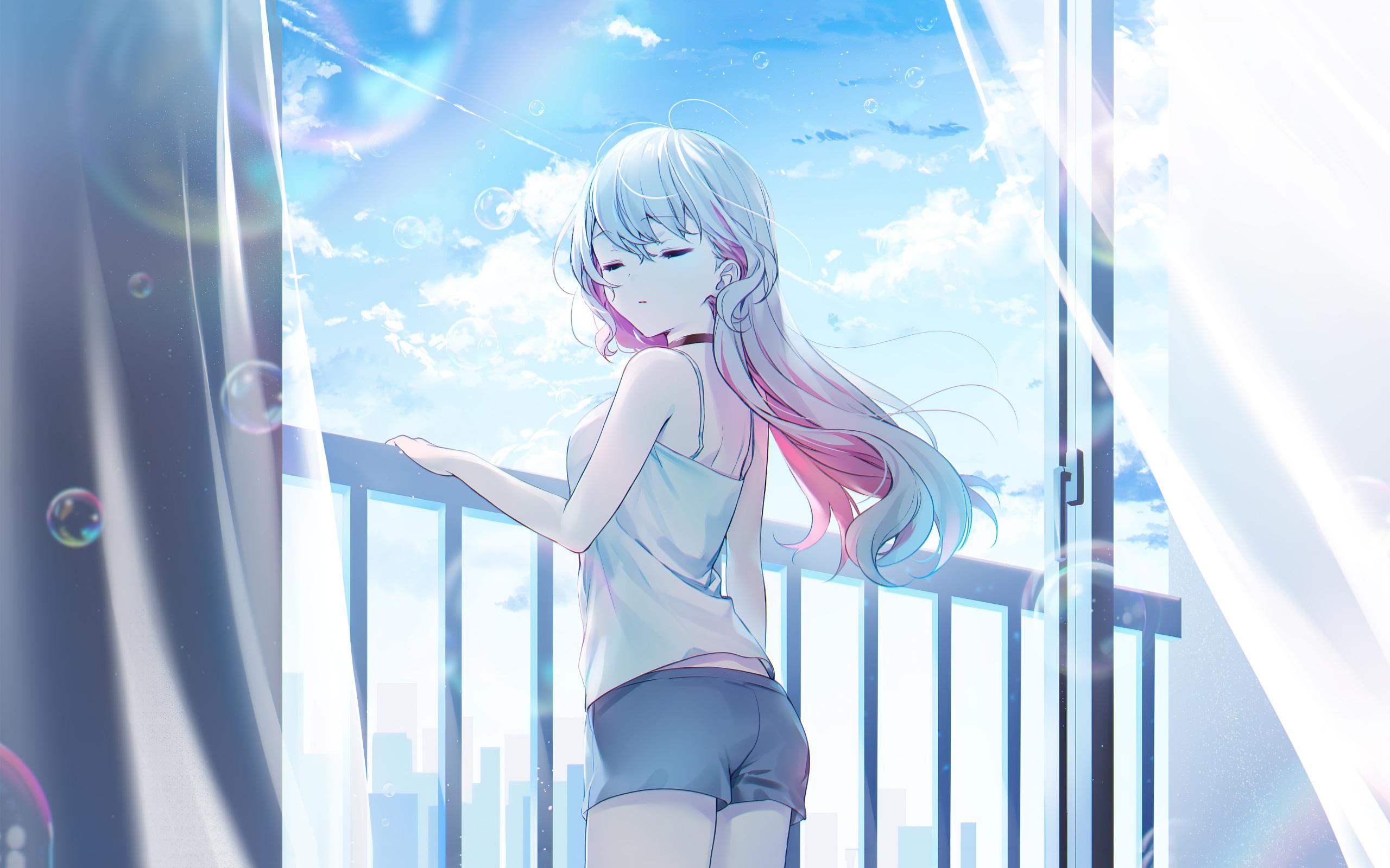 2560x1600 Wallpaper 4k Anime Girl Standing Balcony Wallpaper