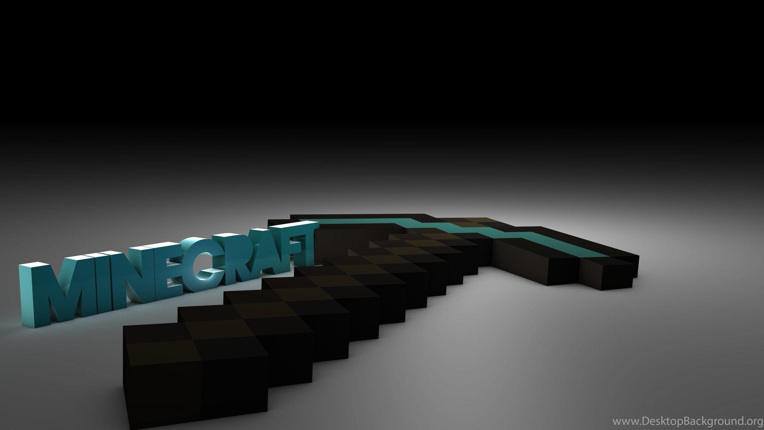 2560x1440 3D Diamond Pickaxe Minecraft Wallpaper Desktop Background