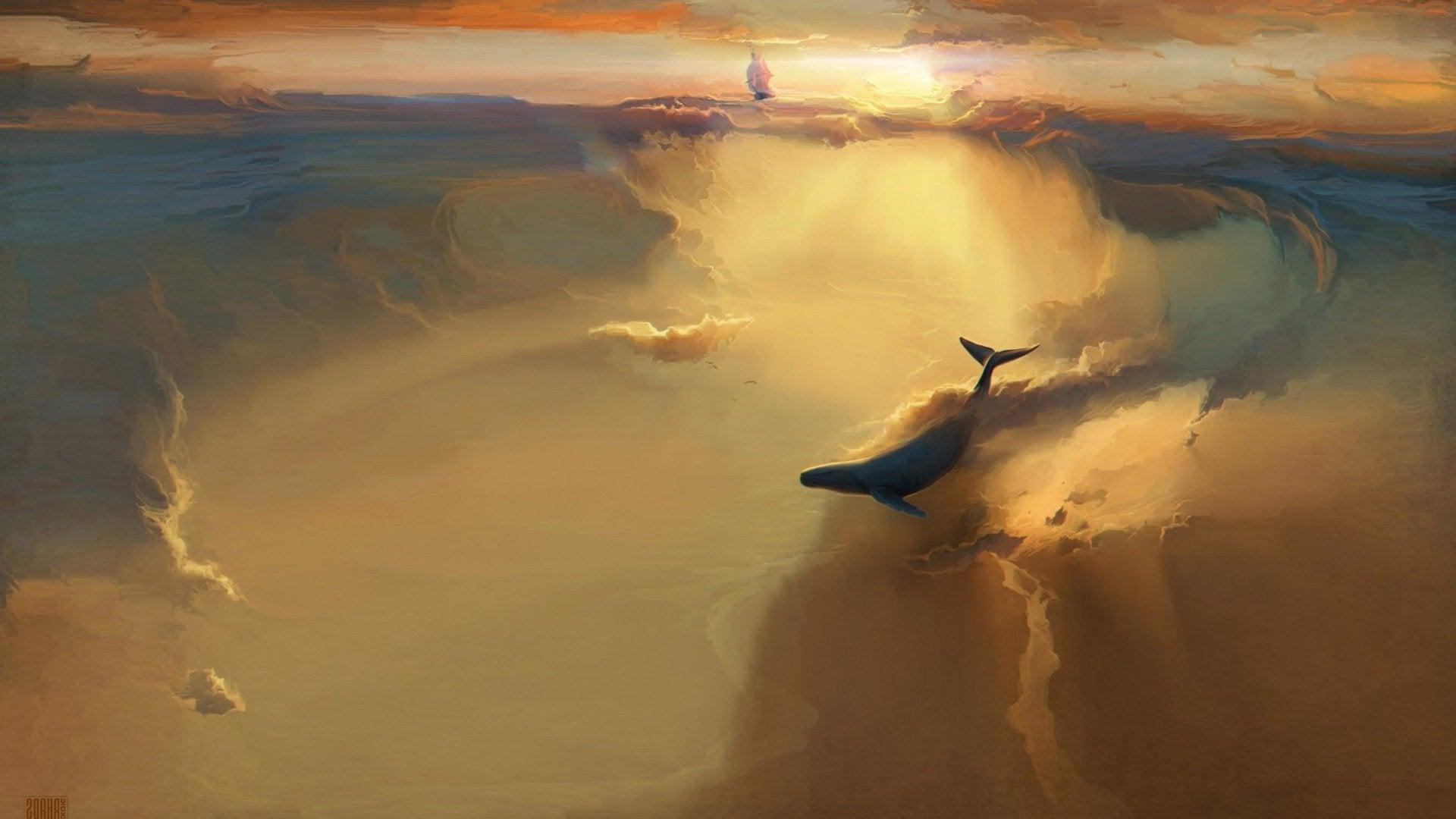 1920x1080 Flying whale and vessel