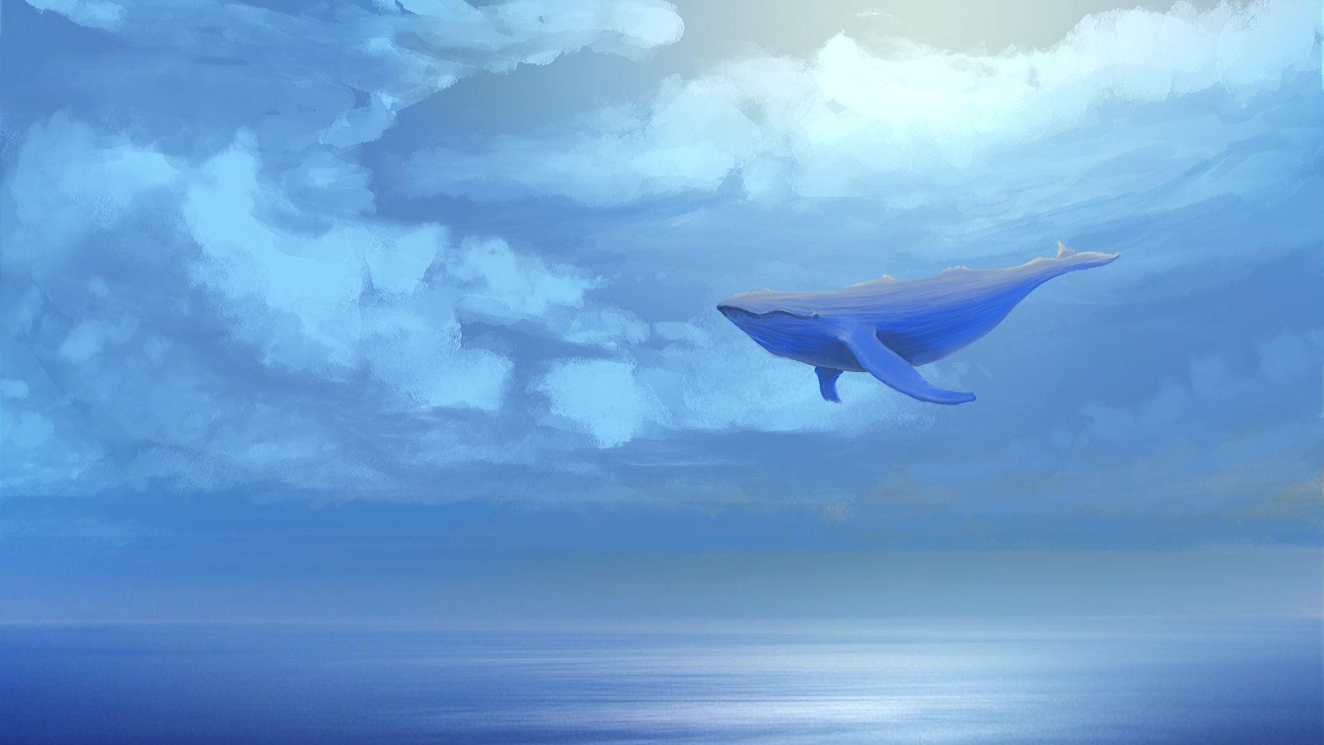1920x1080 Flying Whales, Mark Fonzen. Whale art, Whale, Sky art
