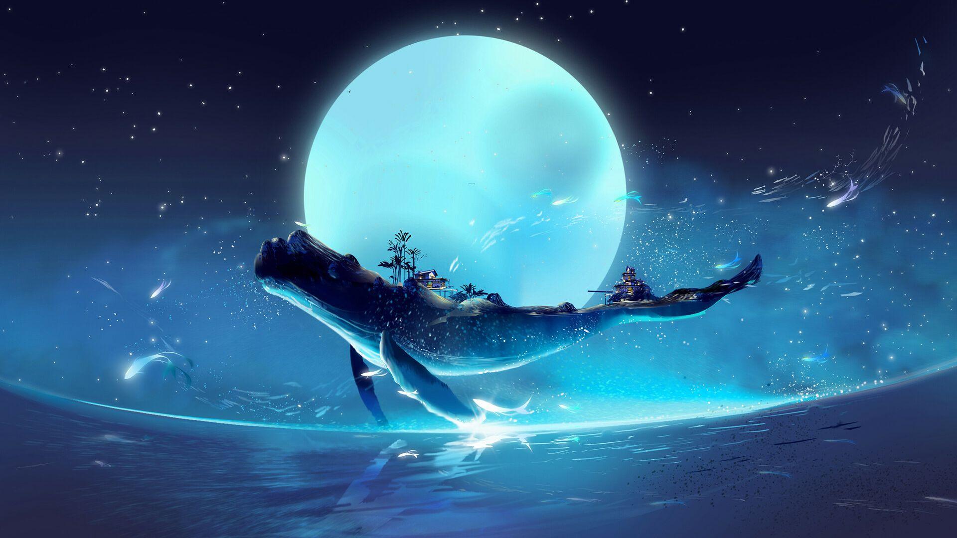 1920x1080 Anime Whale Wallpaper