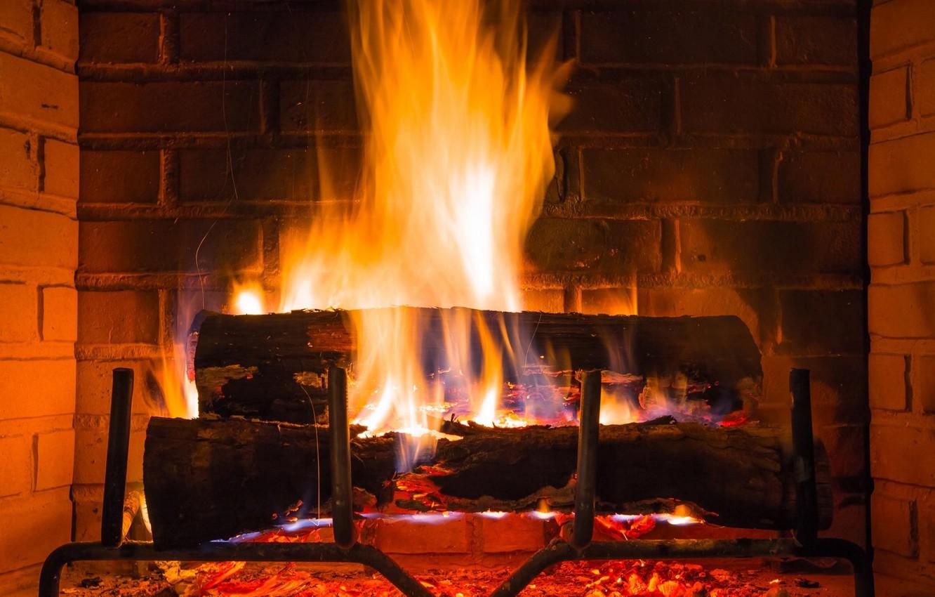 1332x850 Wallpaper fire, flame, brick, wood, fire, flame, fireplace, fireplace, firewood image for desktop, section разное