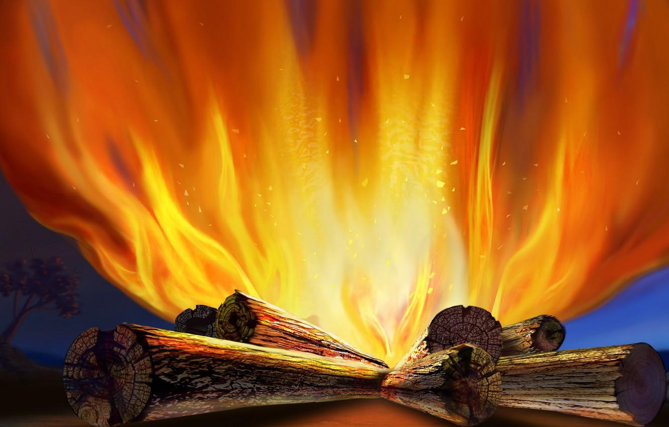 1332x850 Wallpaper fire, The fire, wood image for desktop, section разное