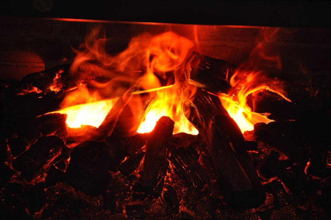 1129x750 Wallpaper Burning Firewood in Fire Pit, Background Free Image