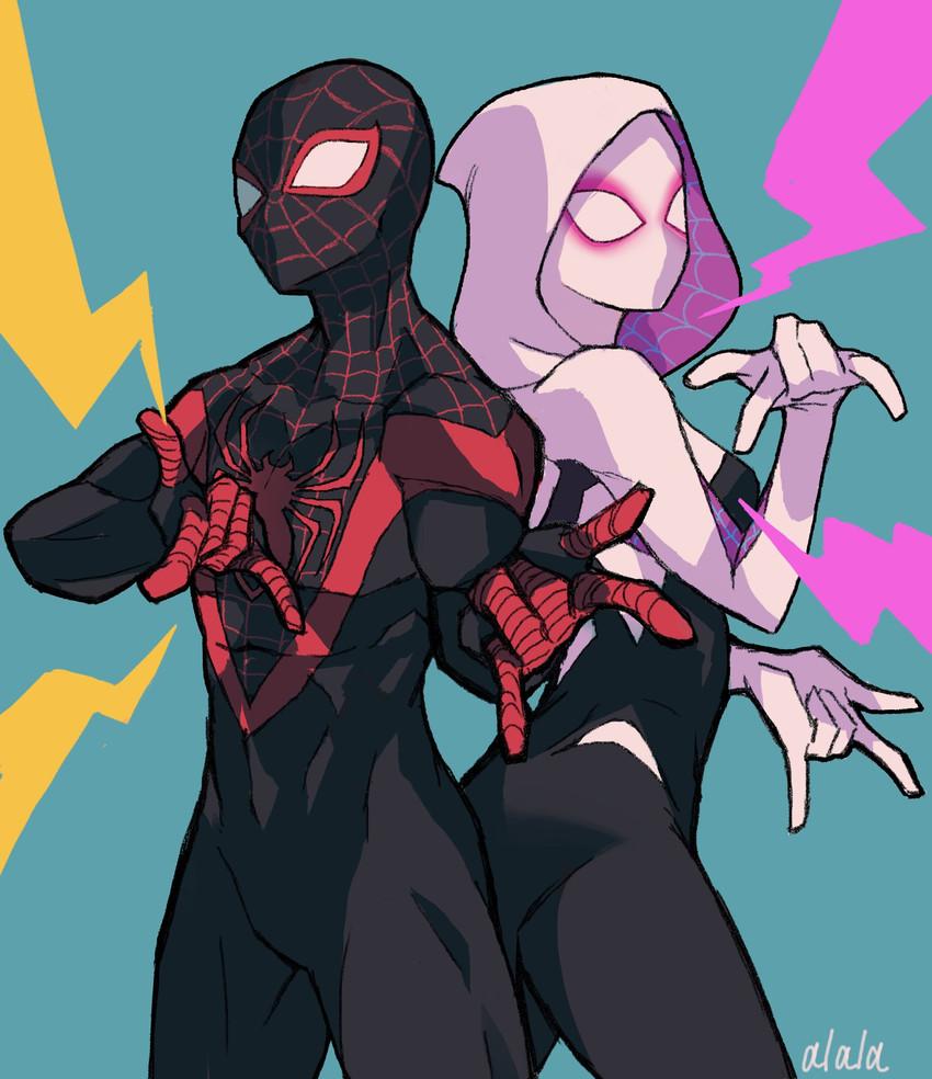850x984 Gwen Stacy, Spider Gwen, Miles Morales, And Spider Man (marvel And 2 More) Drawn