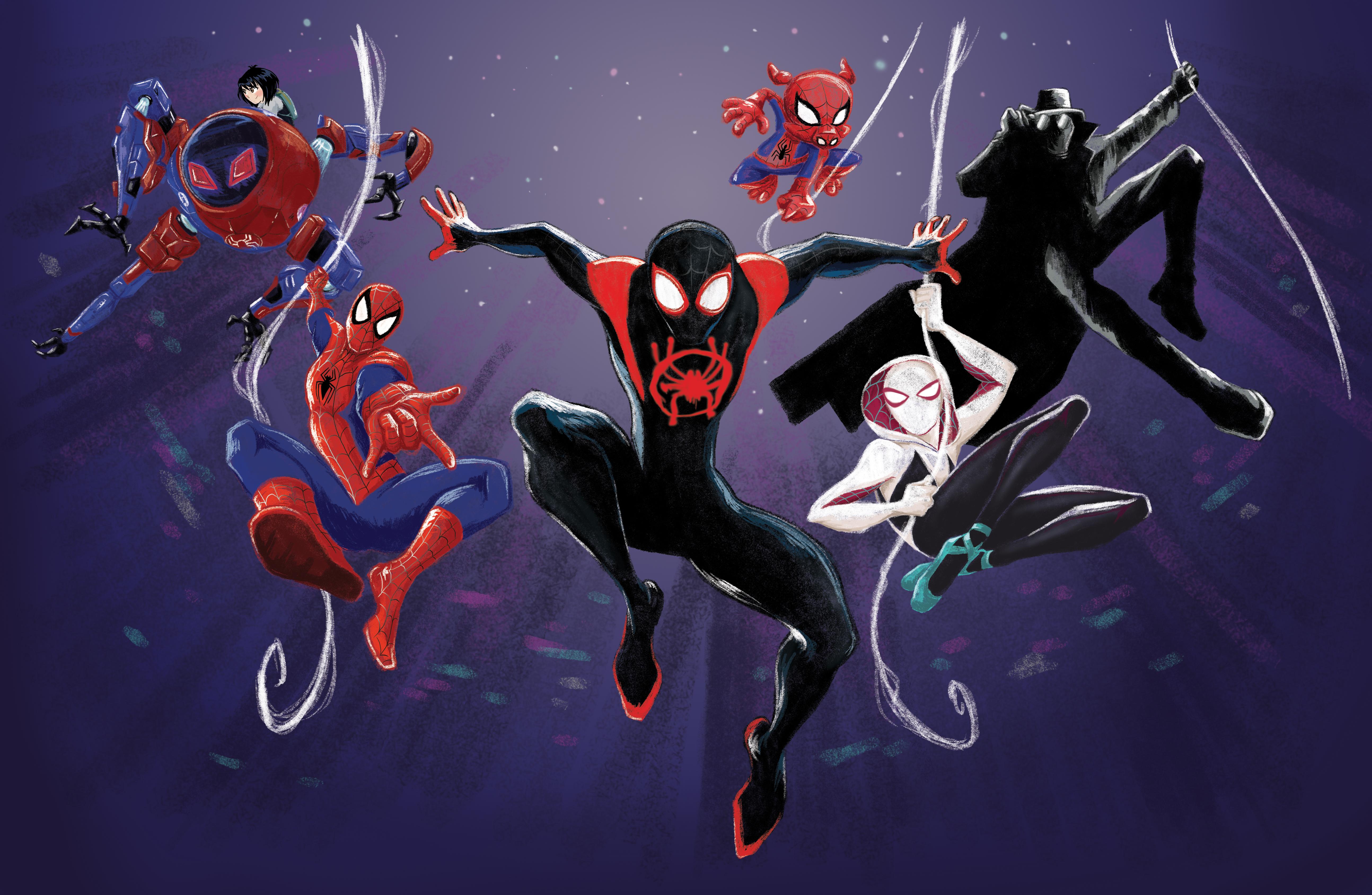 5176x3376 Marvel Comics Miles Morales Peni Parker Spider Gwen Spider Ham Spider Man Noir Spider Man Into The S Wallpaper:5176x3376