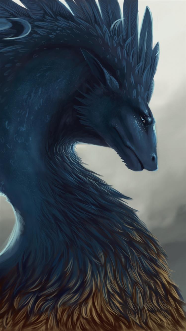 750x1334 Dragon fantasy art feathers iPhone 8 Wallpaper Free Download