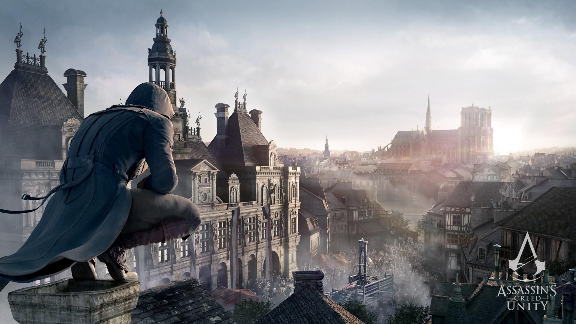 1920x1080 Assassins creed on the roof before the leap of faith wallpaper