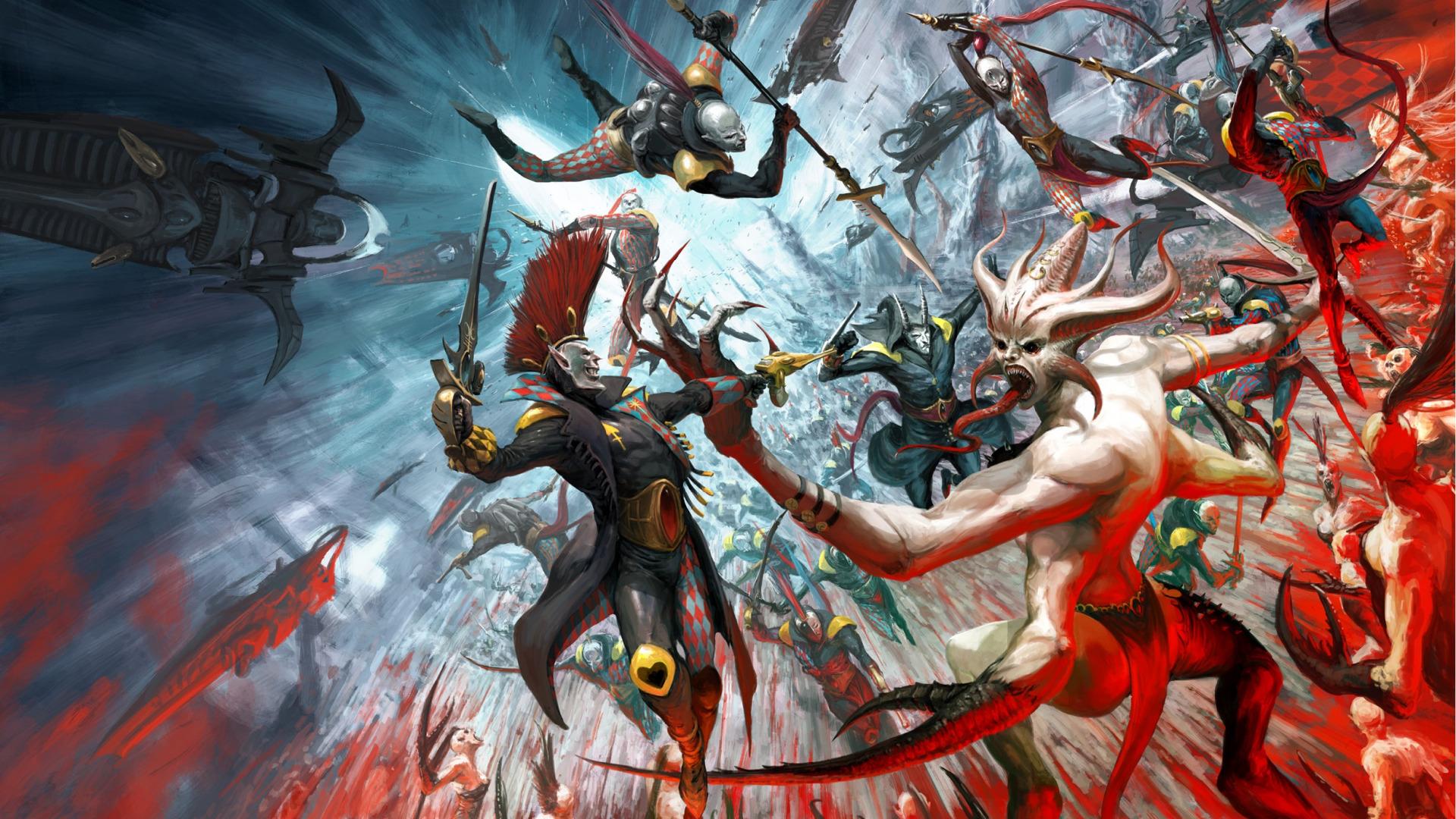 1920x1080 Download wallpaper chaos, eldar, demons, Warhammer 40 harlequins, Slaanesh, Keeper of Secrets, section fantasy in resolution 1920x1080
