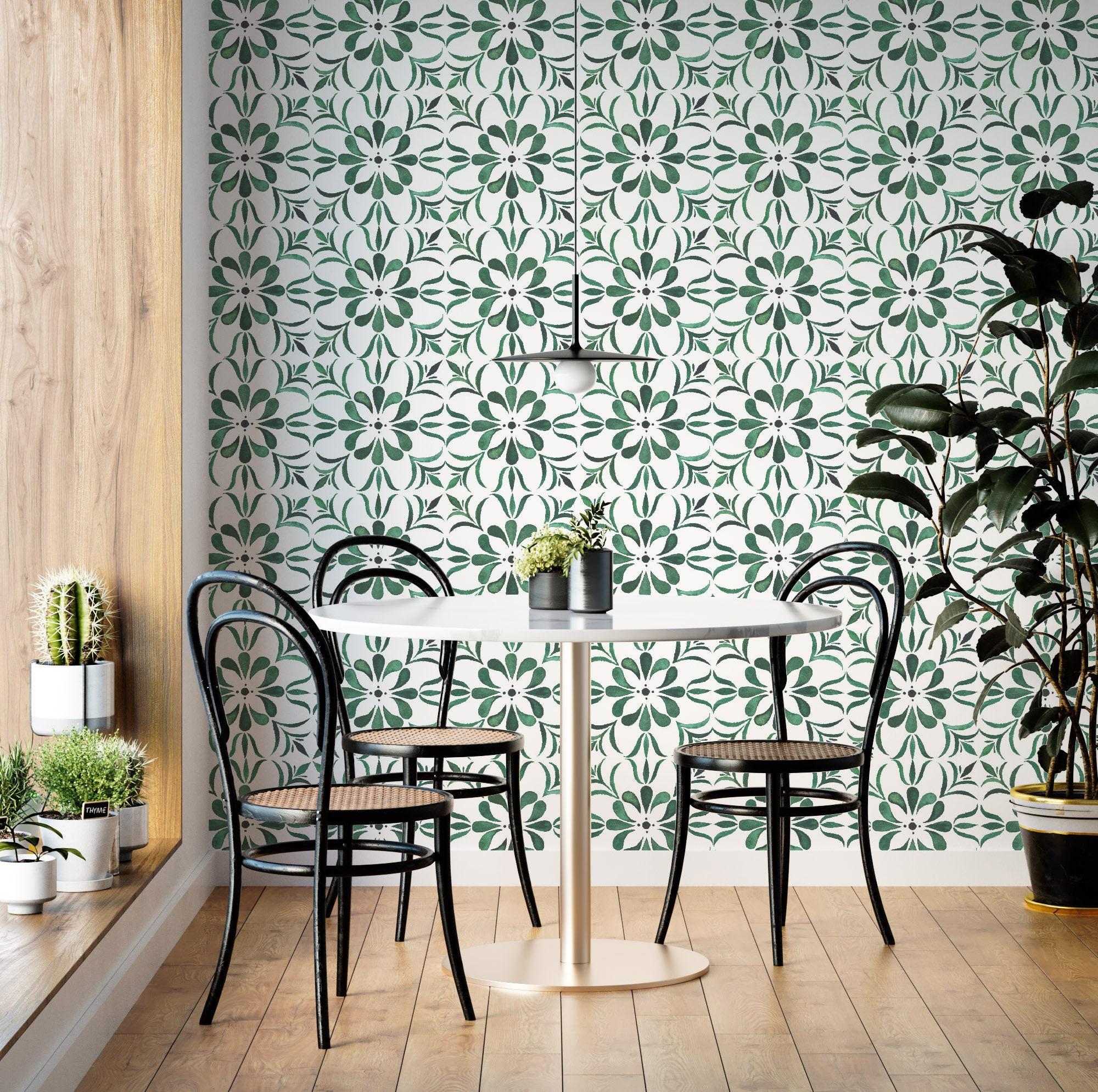 2000x1989 MEXICAN TILES Mexican WALLPAPER Green Wallpaper Temporary