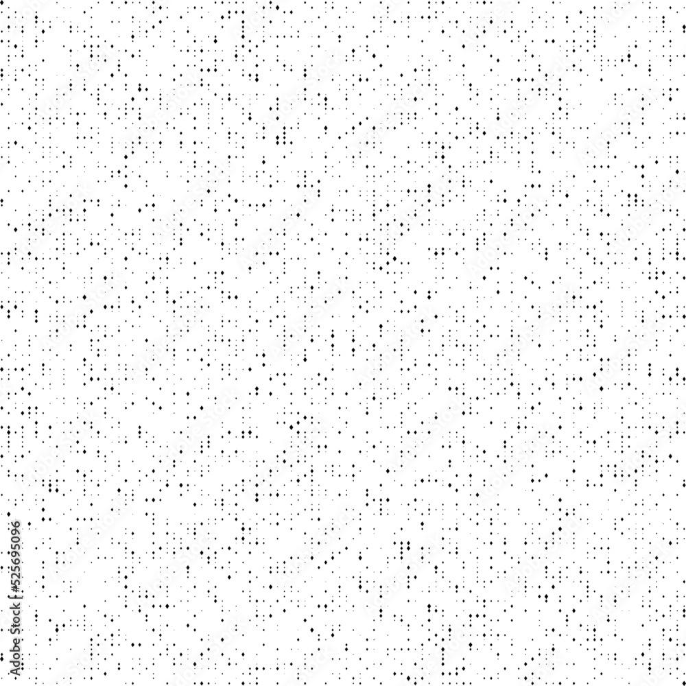 1000x1000 Halftone noise texture background. Comic style grain pattern. Pixelated rhomb particles wallpaper. Black and white grain and dots overlay. Dust speckles effect. Grunge bitmap vector Stock Vector