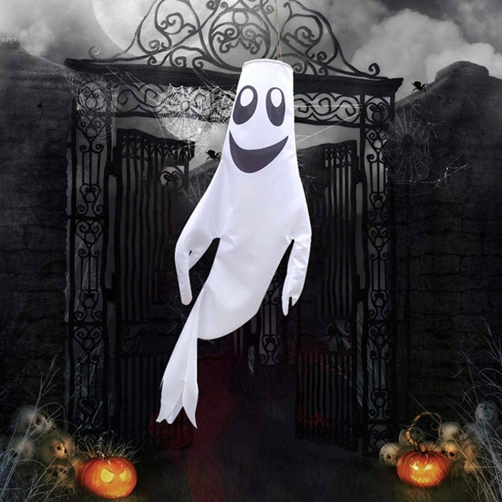 1000x1000 Halloween Hanging Ghost Windsocks Spooky Decorations Outdoor Flag Windsock with Clip Halloween Decorations for Tree Home Courtyard Garden Patio Lawn Party Supplies (White) : Everything Else