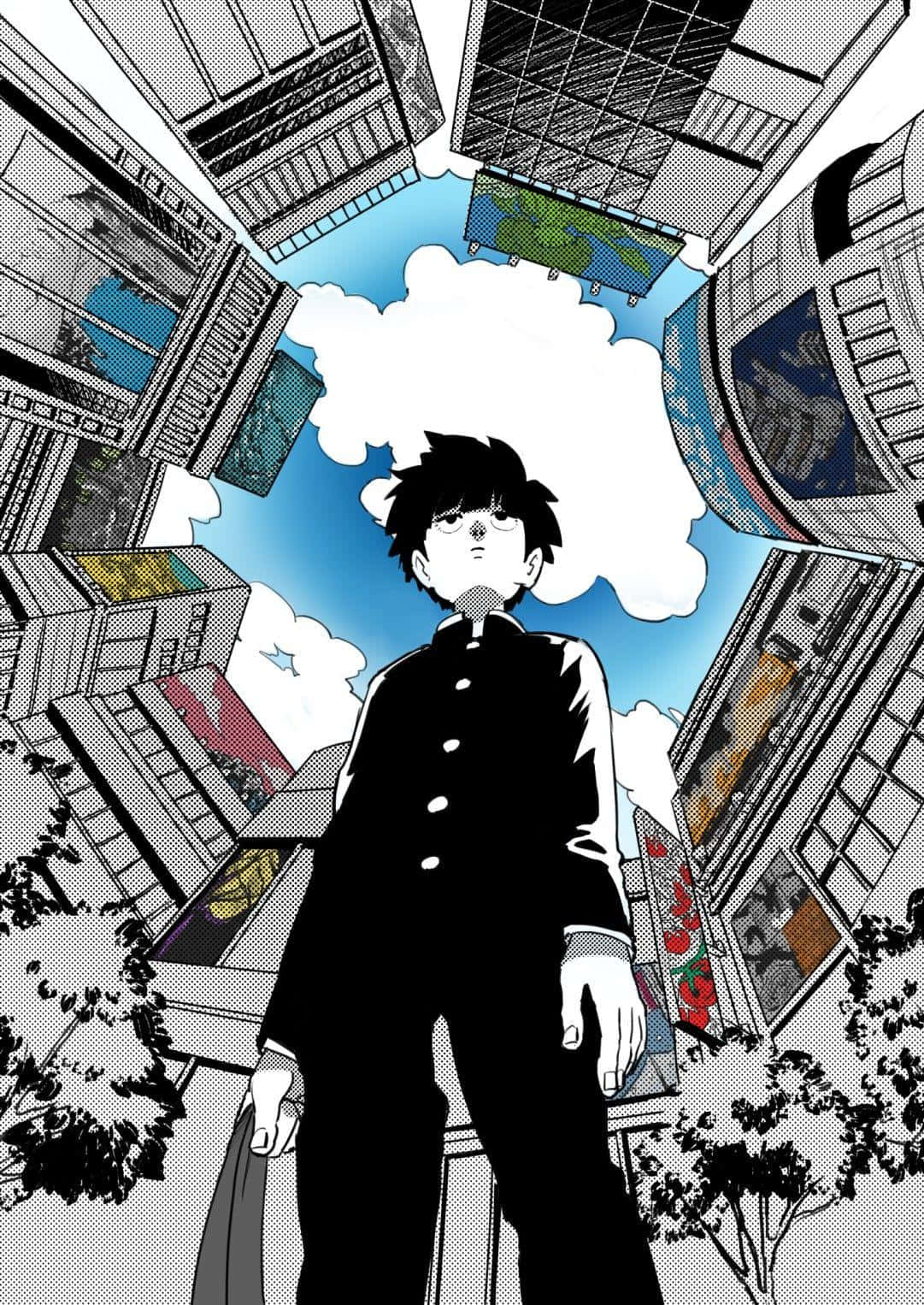 1081x1526 Download Boy In City Mob Psycho iPhone Wallpaper